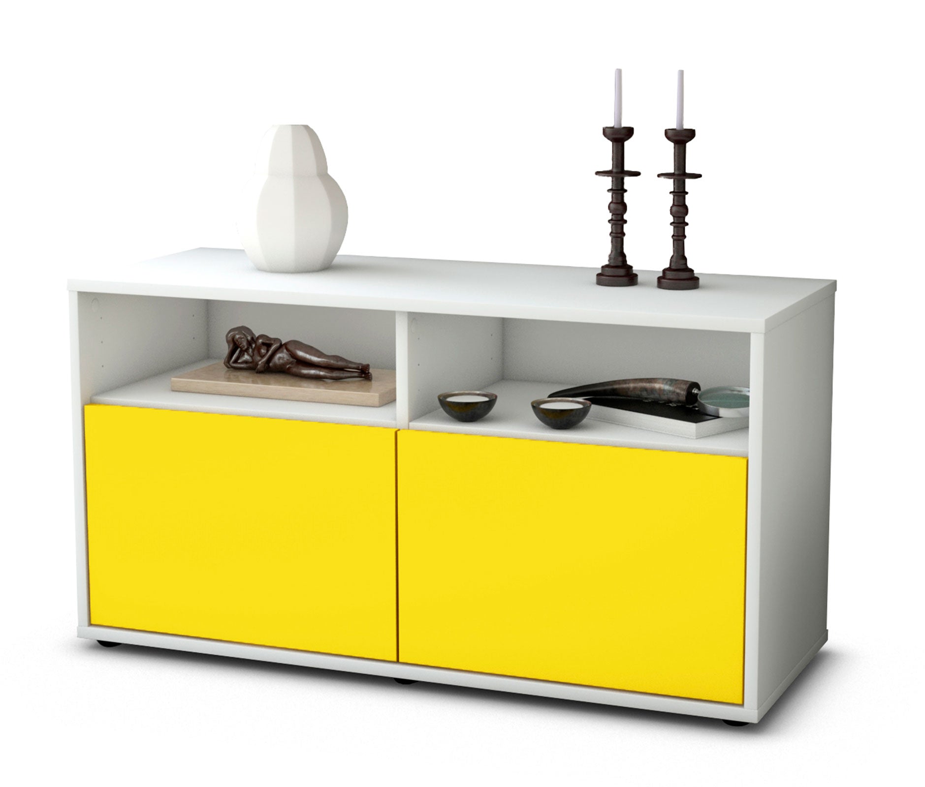 Lowboard - Alegra - Design Farbakzent - Freistehend mit Push to Open 92 cm Weiss