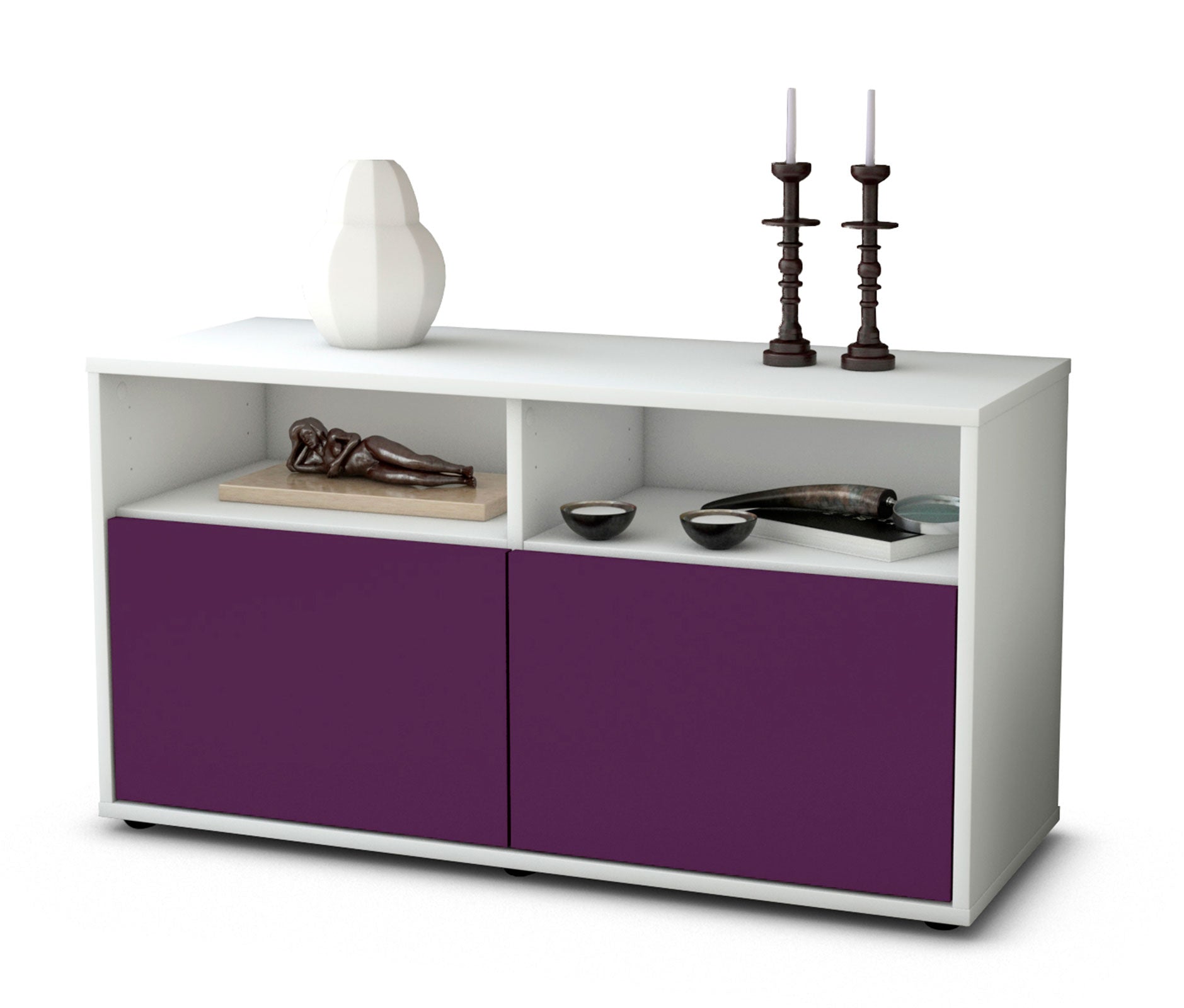 Lowboard - Alegra - Design Farbakzent - Freistehend mit Push to Open 92 cm Weiss