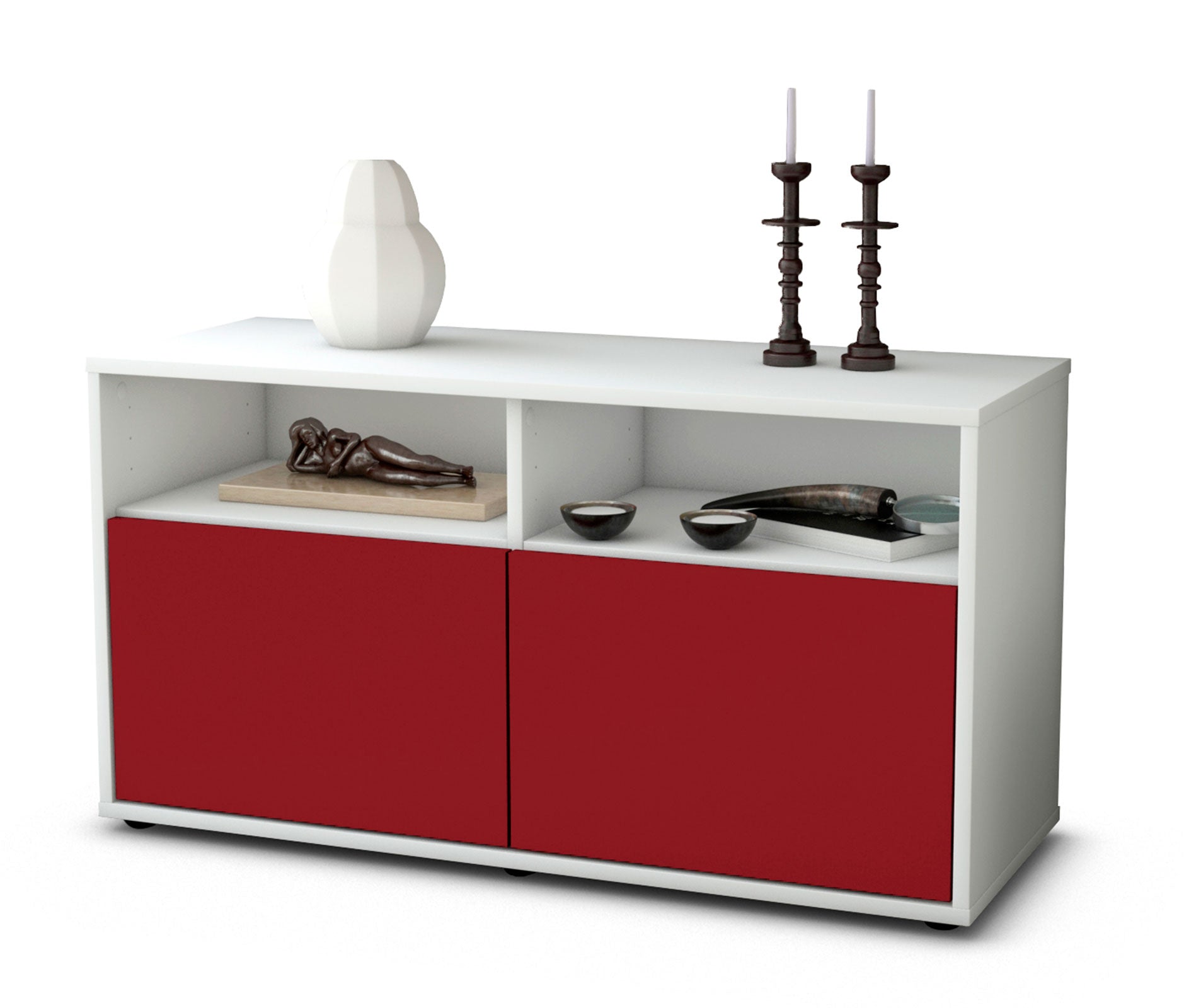 Lowboard - Alegra - Design Farbakzent - Freistehend mit Push to Open 92 cm Weiss