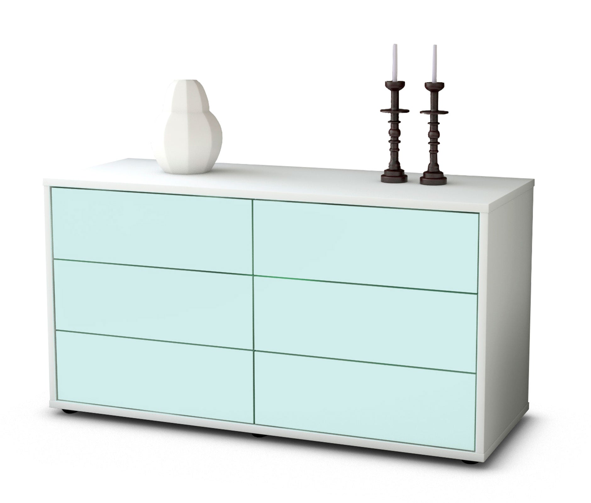 Lowboard - Alfonsa - Design Farbakzent - Freistehend mit Push to Open 92 cm Weiss