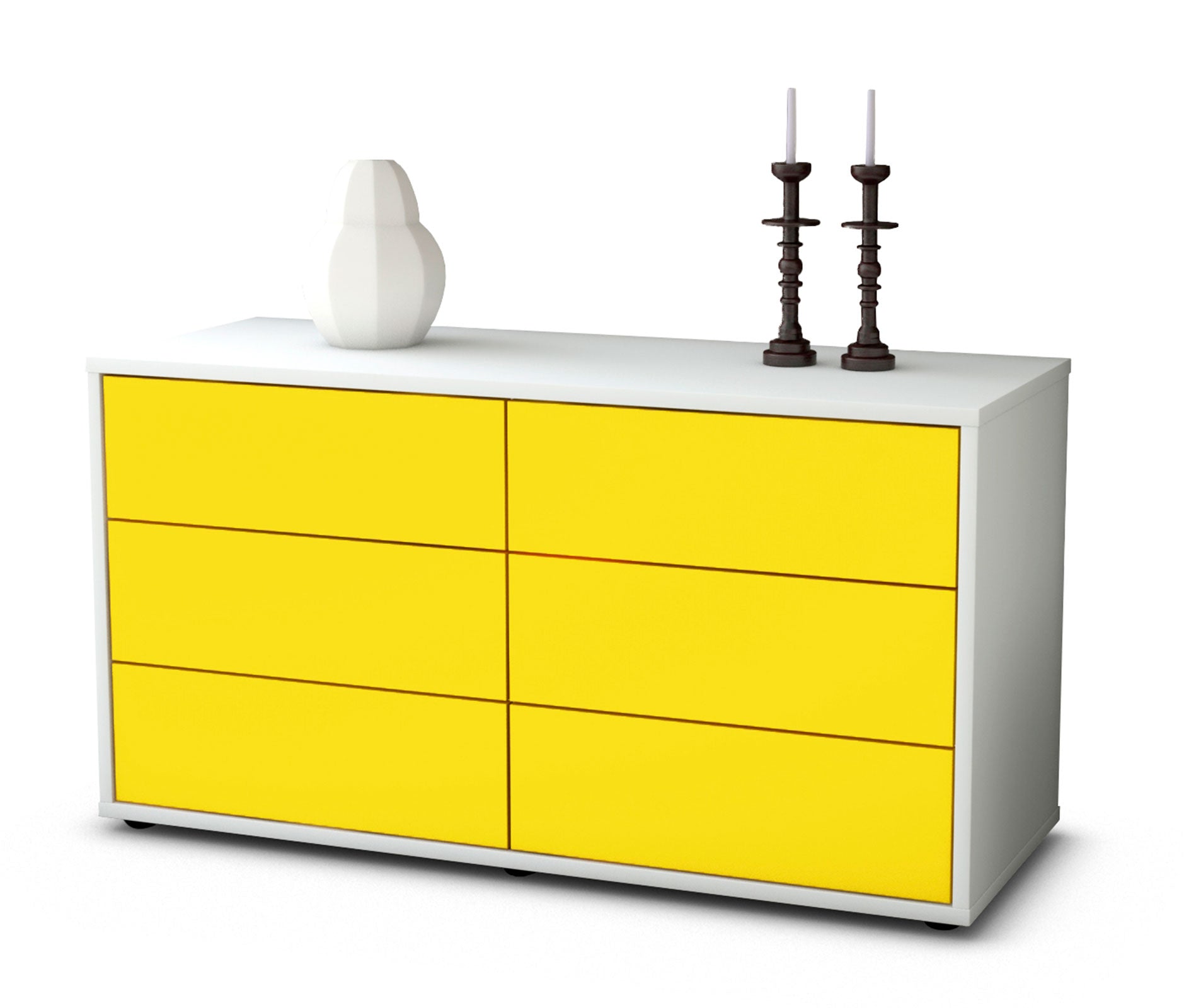 Lowboard - Alfonsa - Design Farbakzent - Freistehend mit Push to Open 92 cm Weiss
