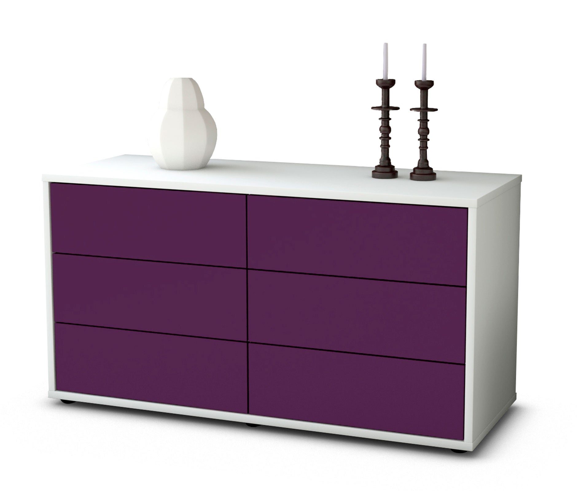 Lowboard - Alfonsa - Design Farbakzent - Freistehend mit Push to Open 92 cm Weiss