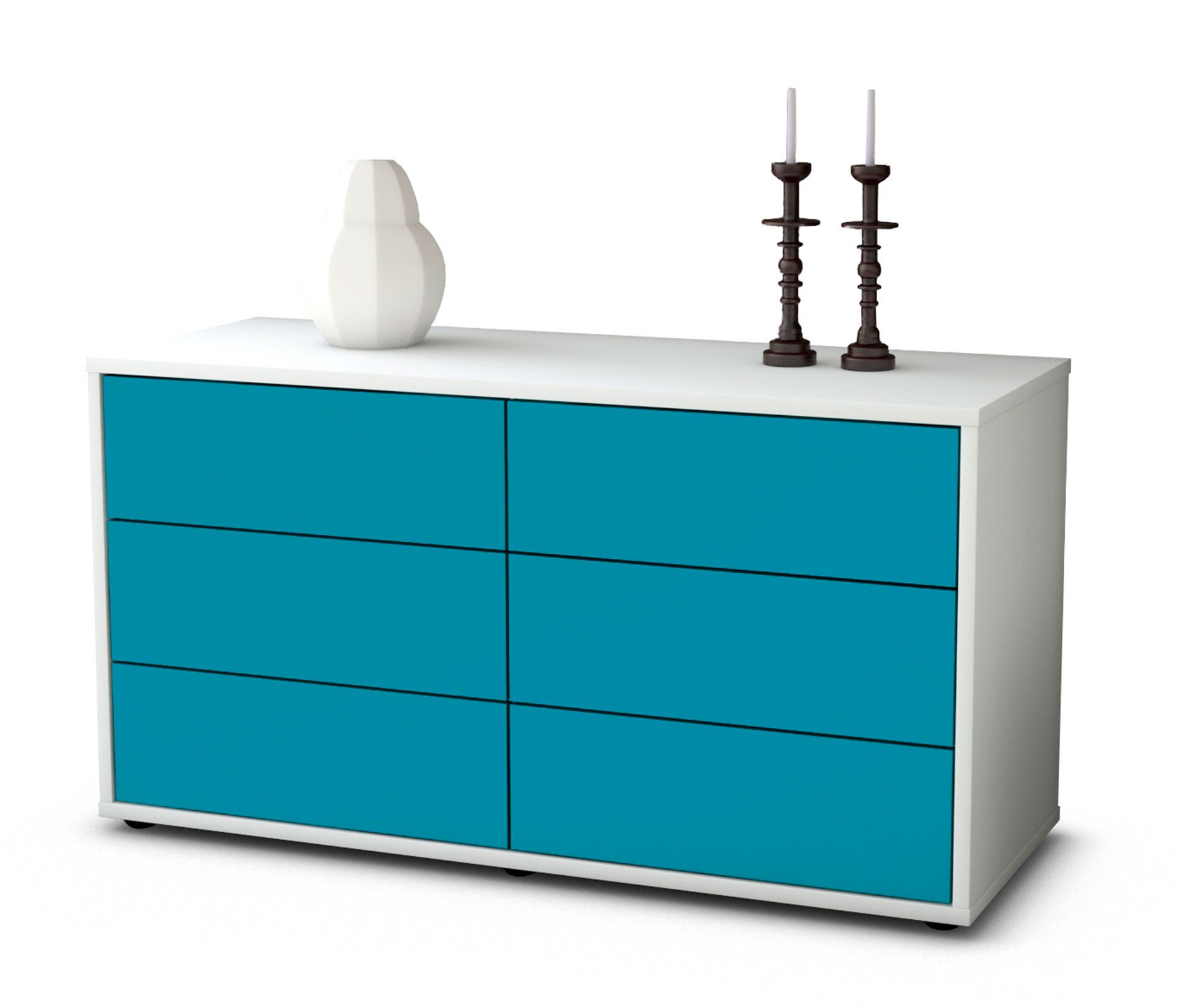 Lowboard - Alfonsa - Design Farbakzent - Freistehend mit Push to Open 92 cm Weiss