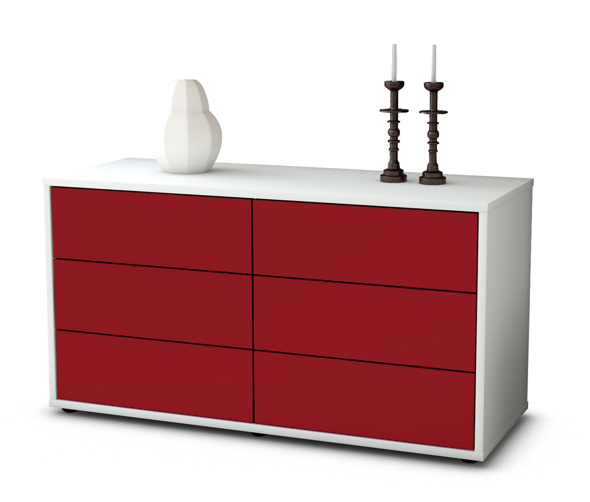 Lowboard - Alfonsa - Design Farbakzent - Freistehend mit Push to Open 92 cm Weiss