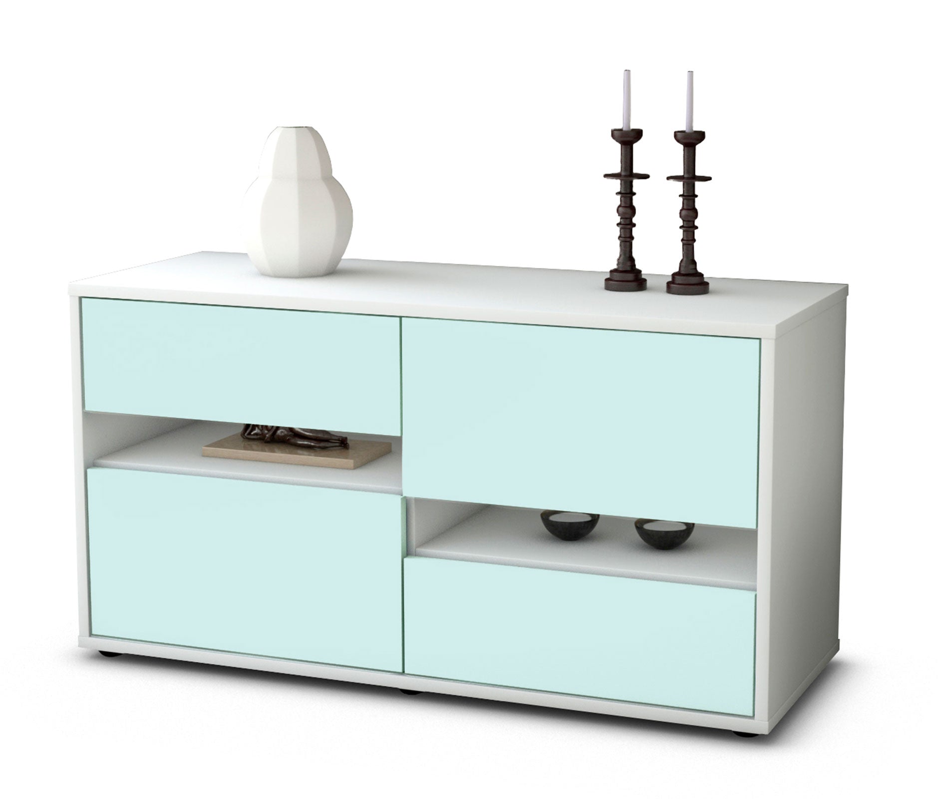 Lowboard - Alina - Design Farbakzent - Freistehend mit Push to Open 92 cm Weiss