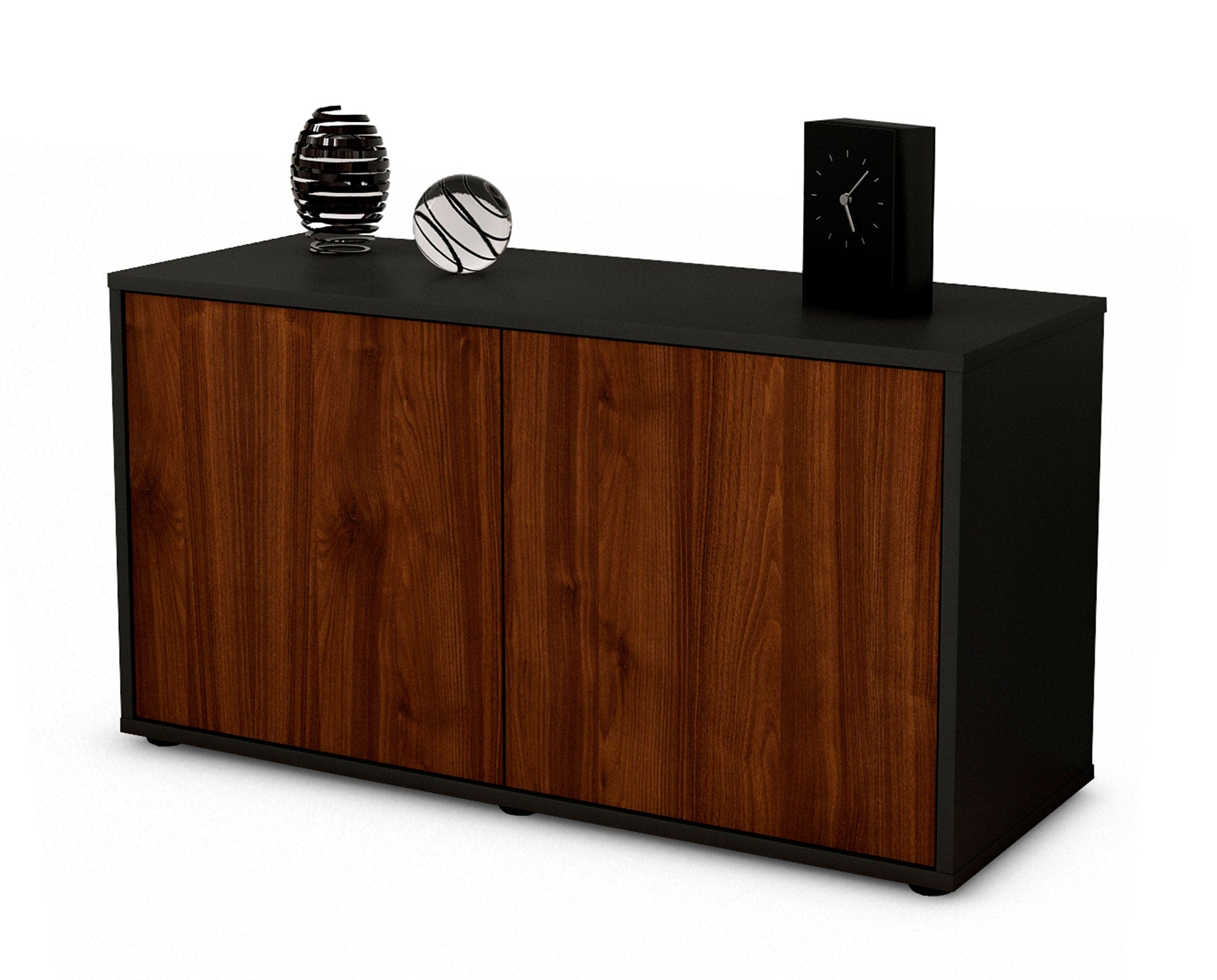 Lowboard - Ada - Design Holzdekor - Freistehend mit Push to Open 92 cm Anthrazit