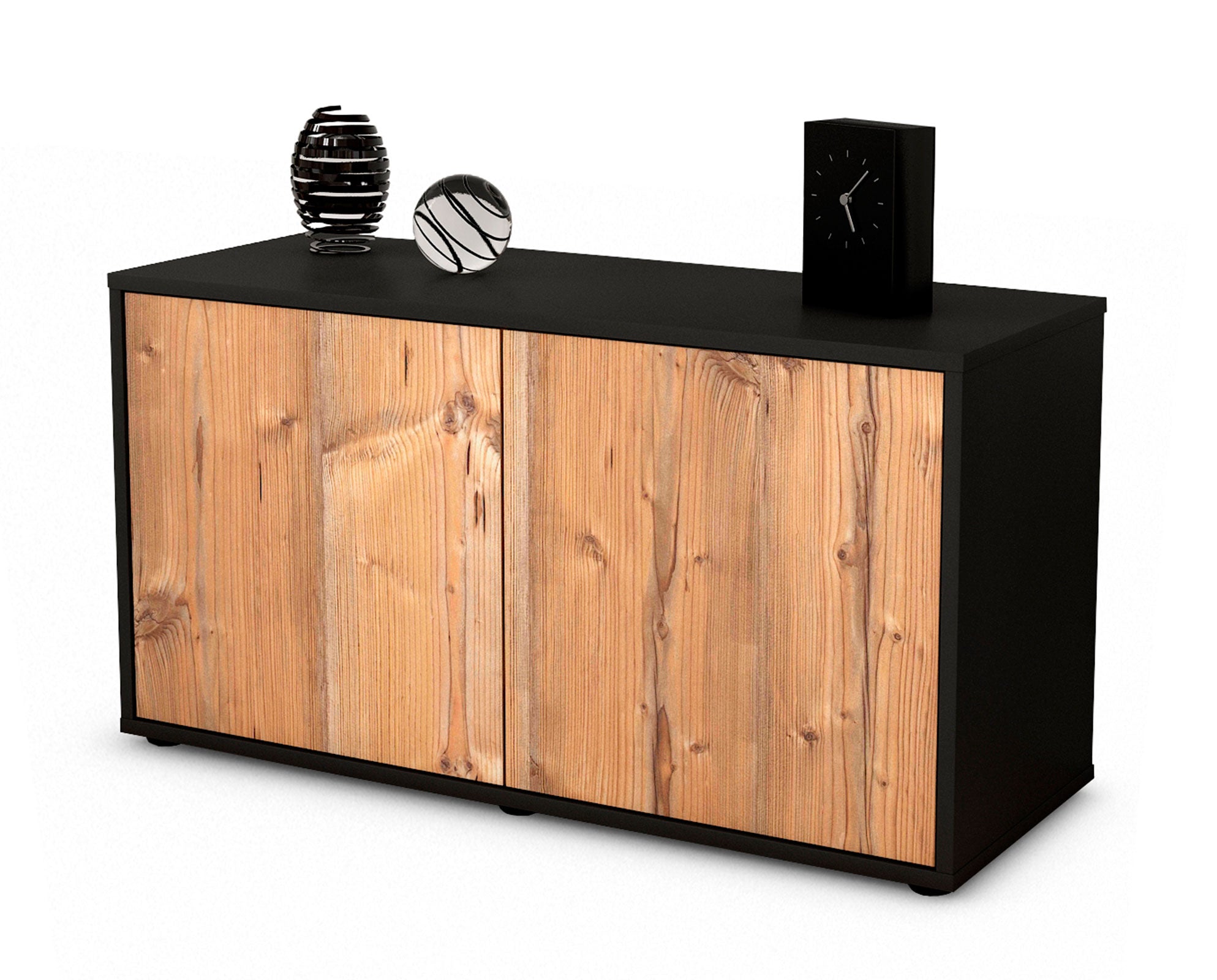 Lowboard - Ada - Design Holzdekor - Freistehend mit Push to Open 92 cm Anthrazit
