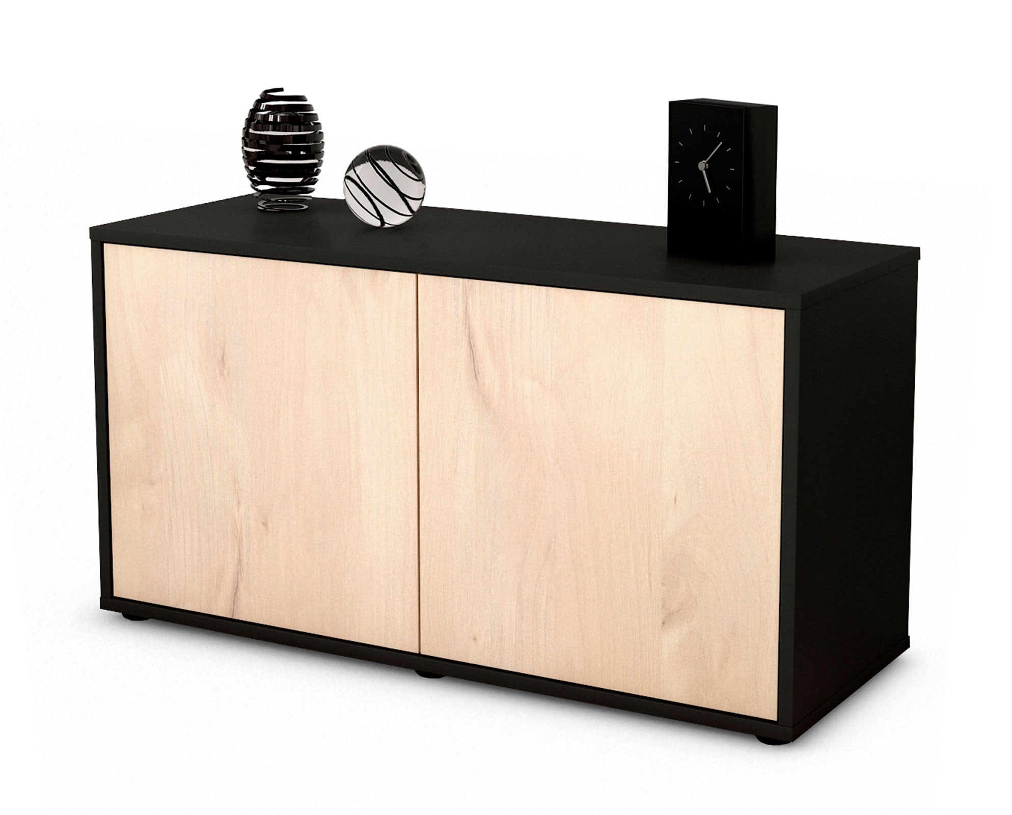 Lowboard - Ada - Design Holzdekor - Freistehend mit Push to Open 92 cm Anthrazit