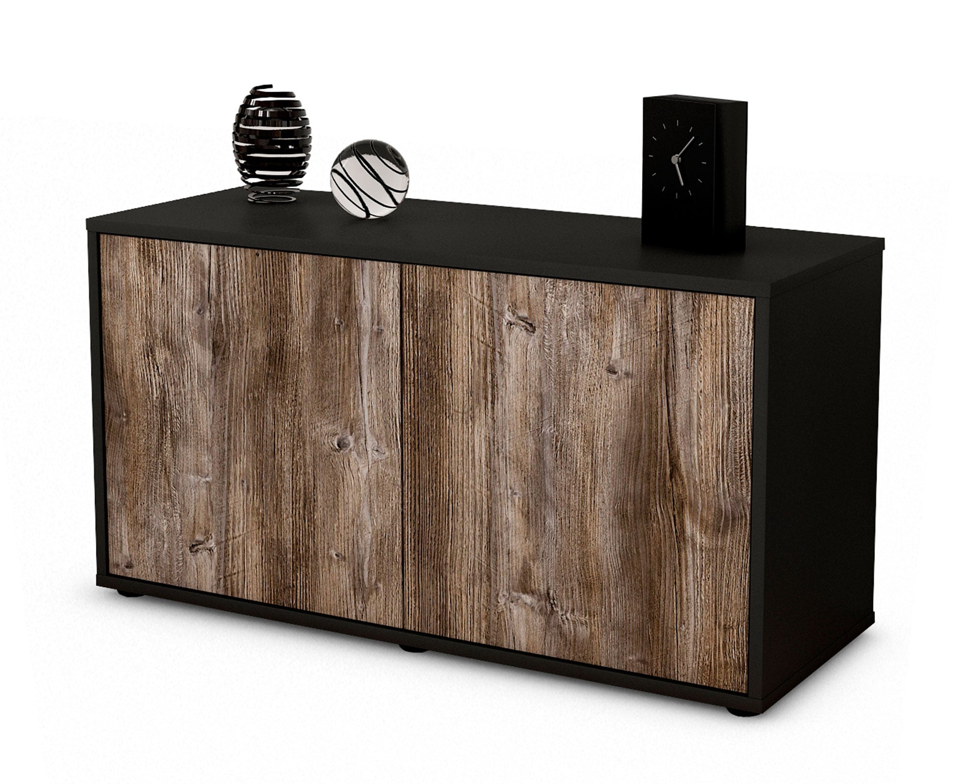 Lowboard - Ada - Design Holzdekor - Freistehend mit Push to Open 92 cm Anthrazit