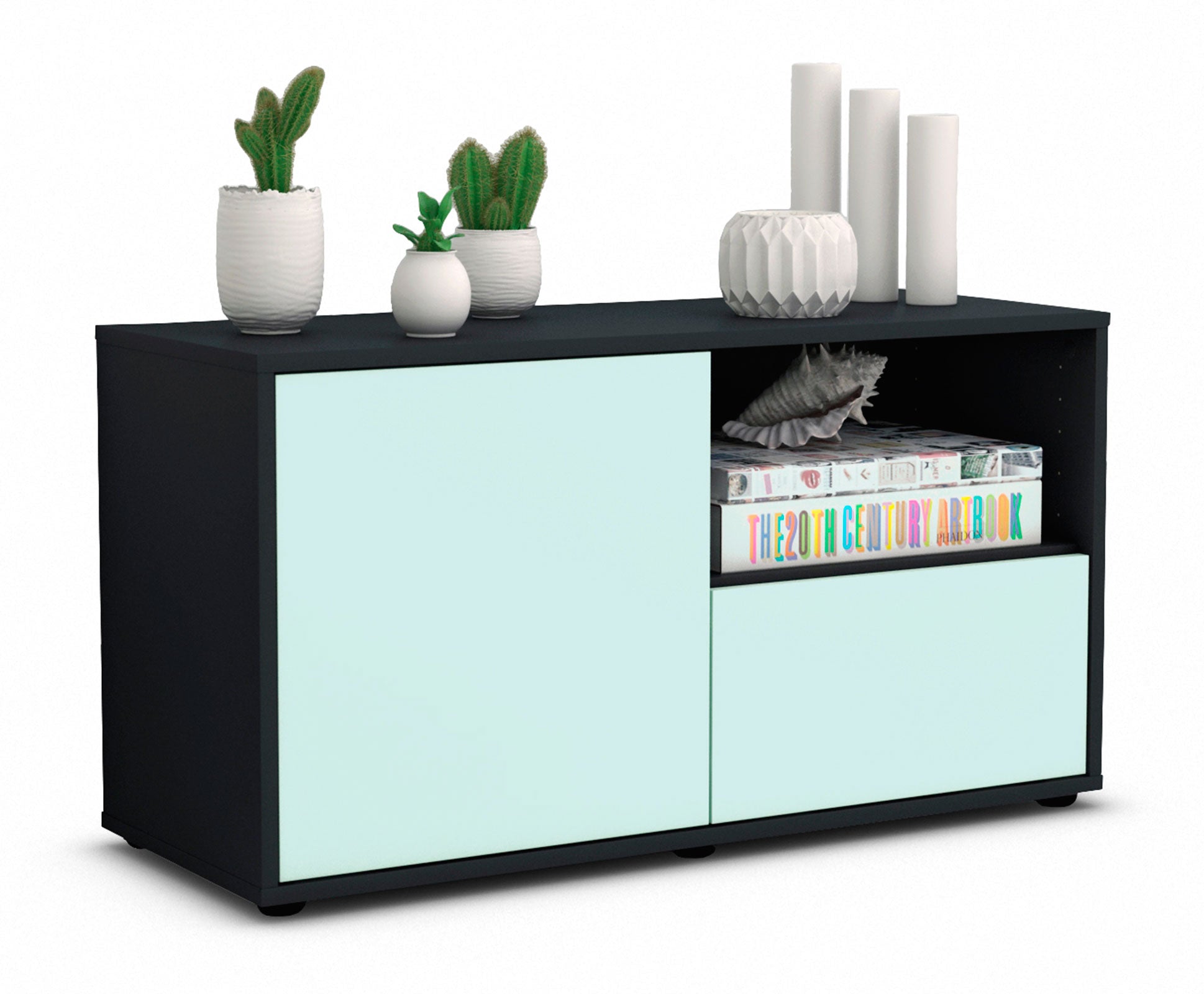 Lowboard - Adriana - Design Farbakzent - Freistehend mit Push to Open 92 cm Anthrazit