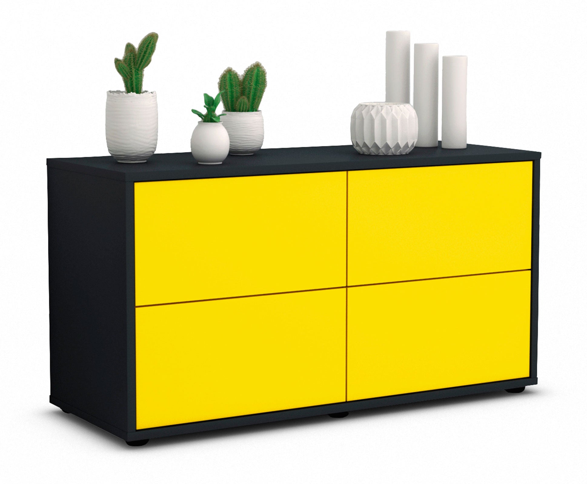 Lowboard - Aella - Design Farbakzent - Freistehend mit Push to Open 92 cm Anthrazit