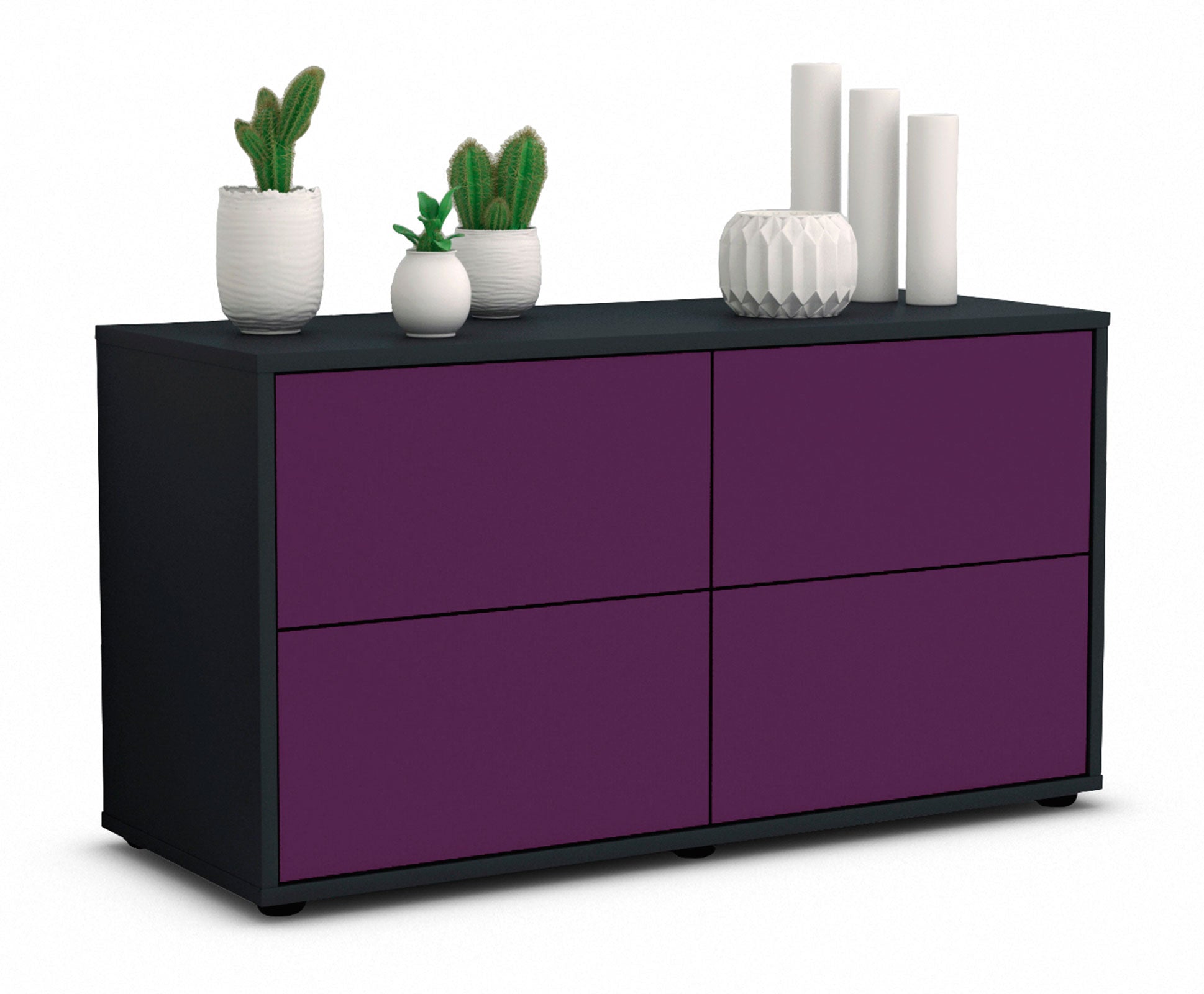 Lowboard - Aella - Design Farbakzent - Freistehend mit Push to Open 92 cm Anthrazit