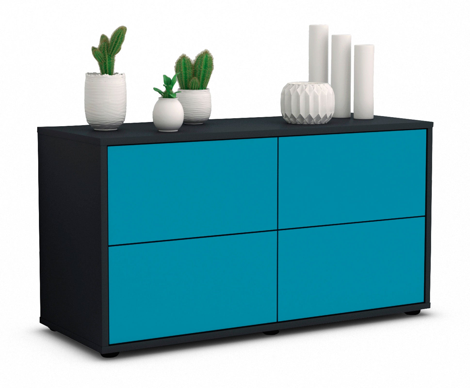 Lowboard - Aella - Design Farbakzent - Freistehend mit Push to Open 92 cm Anthrazit