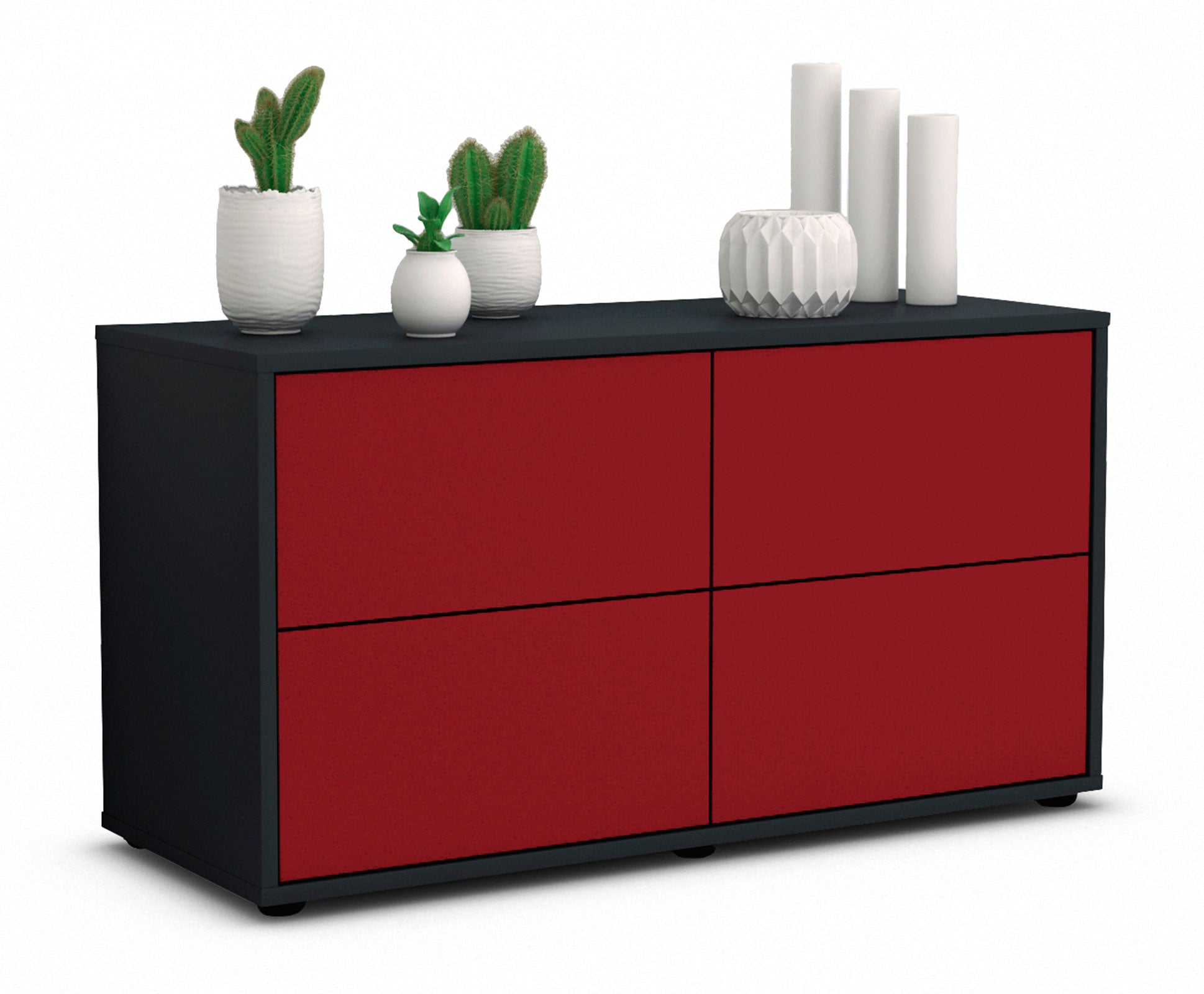 Lowboard - Aella - Design Farbakzent - Freistehend mit Push to Open 92 cm Anthrazit