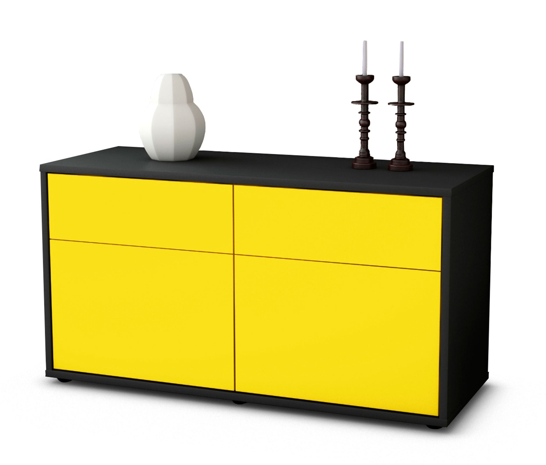 Lowboard - Alena - Design Farbakzent - Freistehend mit Push to Open 92 cm Anthrazit