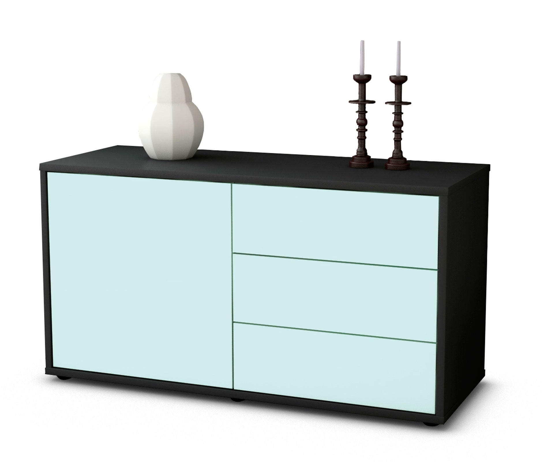 Lowboard - Alessandra - Design Farbakzent - Freistehend mit Push to Open 92 cm Anthrazit