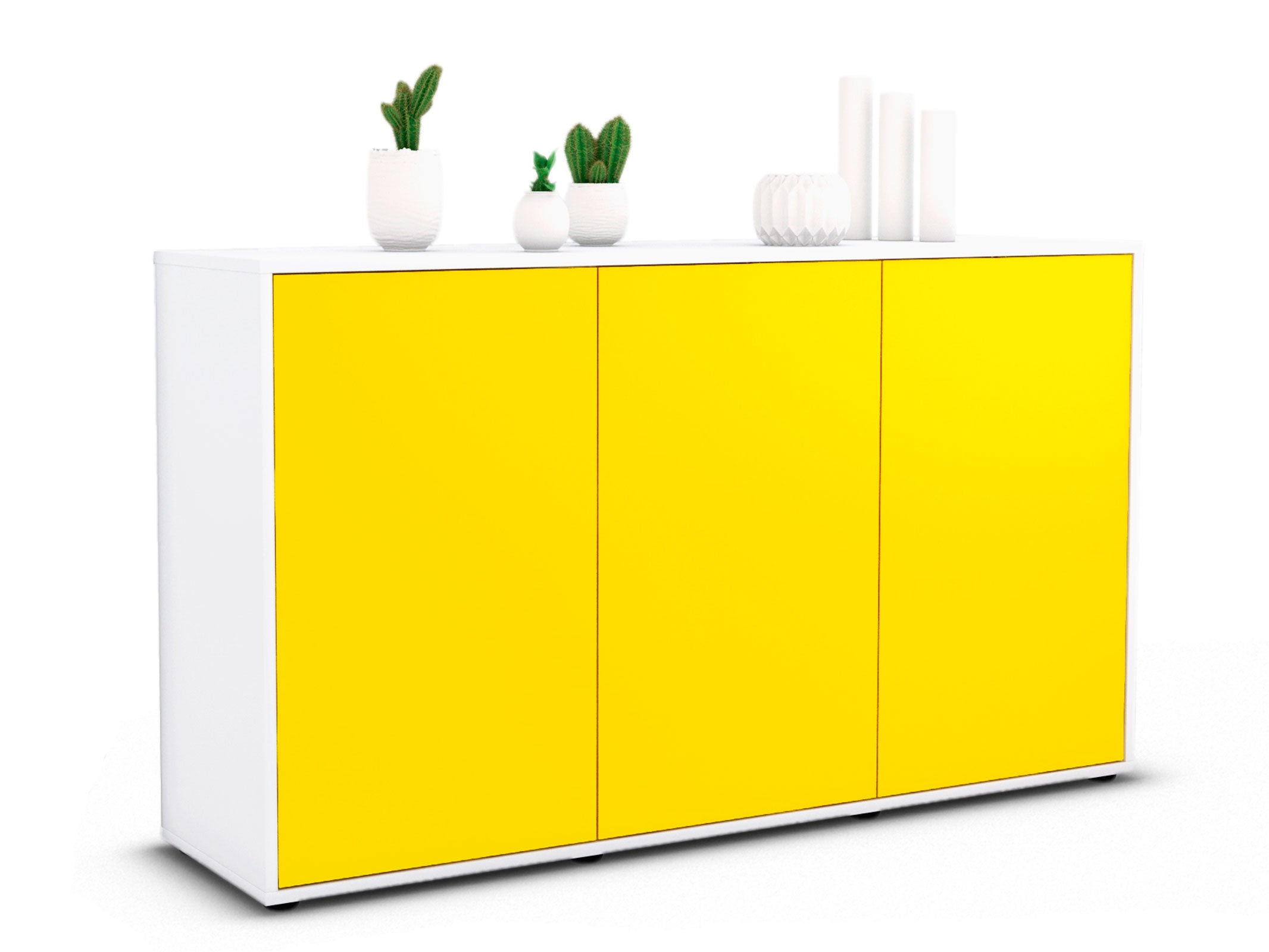 Sideboard - Delia - Design Farbakzent - Freistehend mit Push to Open 136 cm Weiss