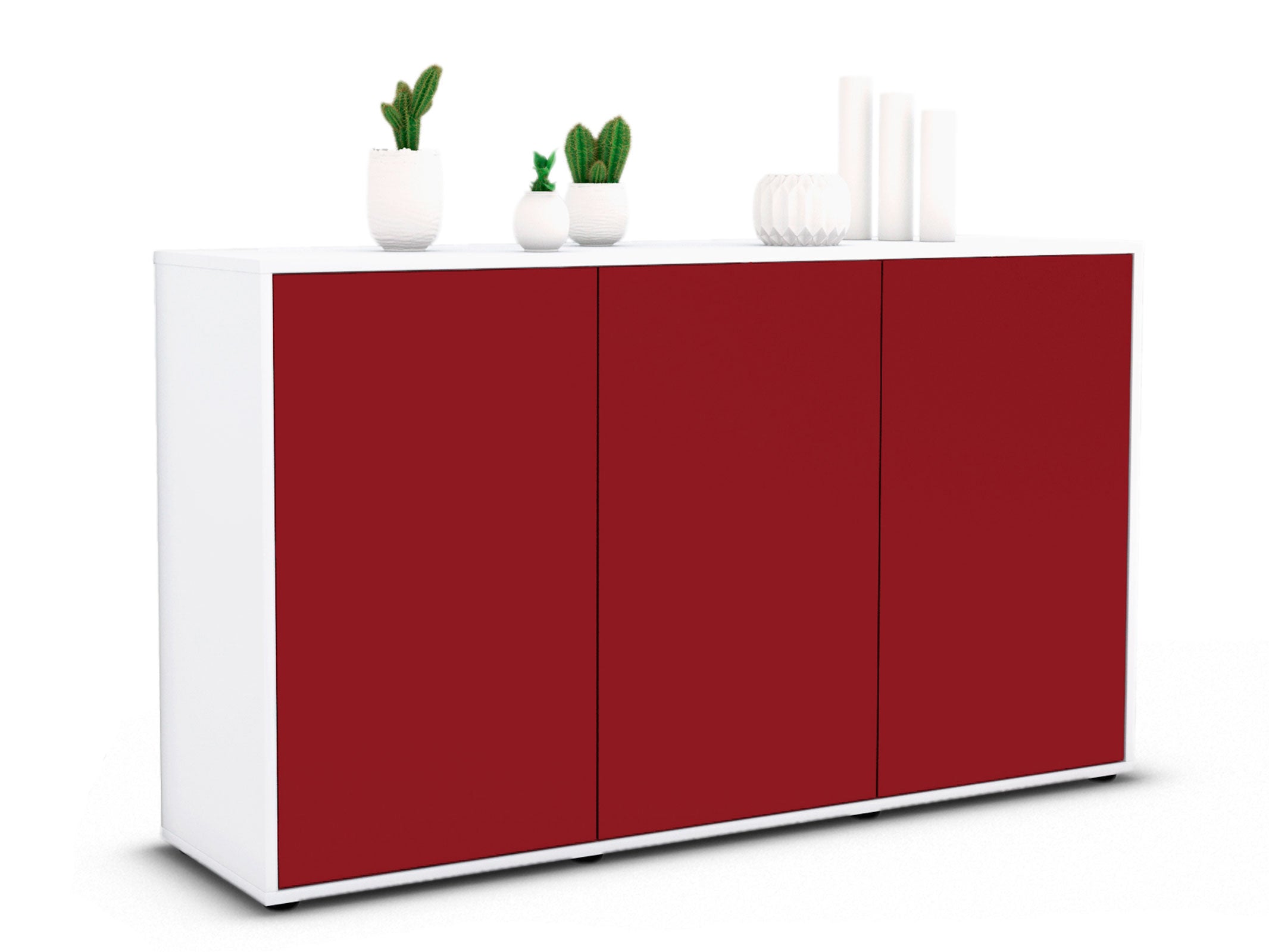 Sideboard - Delia - Design Farbakzent - Freistehend mit Push to Open 136 cm Weiss