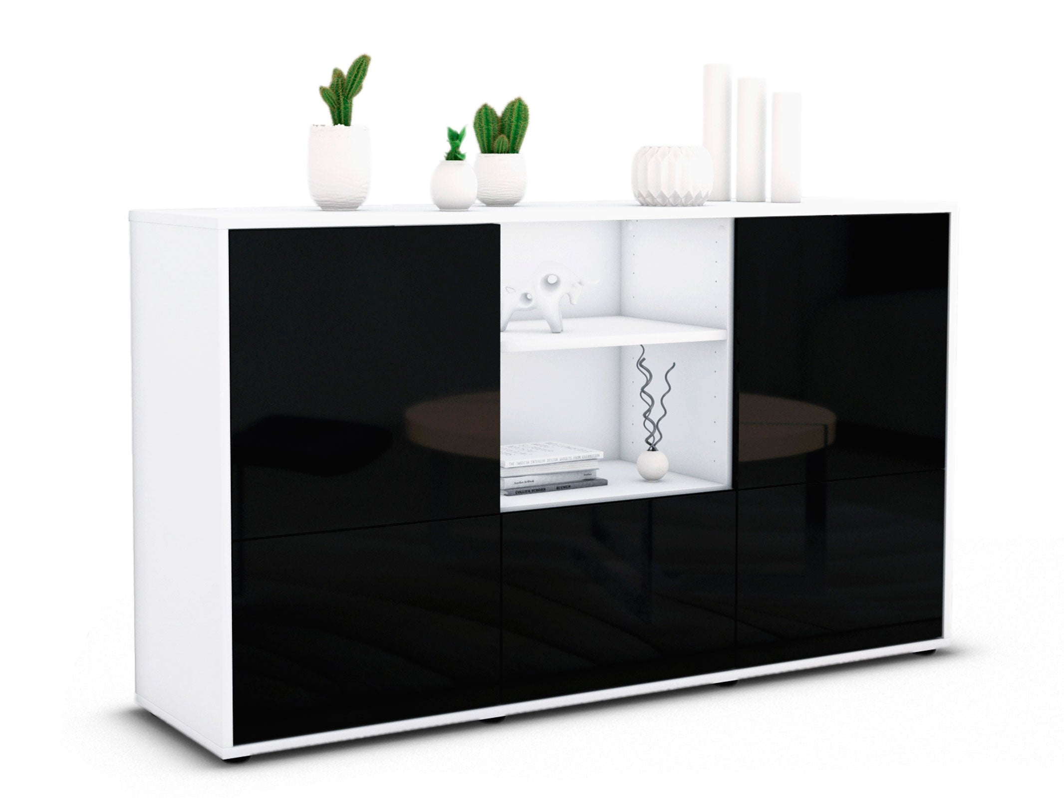 Sideboard - Diellza - Design Hochglanz - Freistehend mit Push to Open