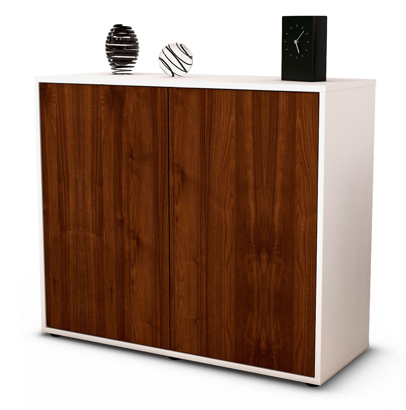 Sideboard - Blanka - Design Holzdekor - Freistehend mit Push to open  92 cm Weiss