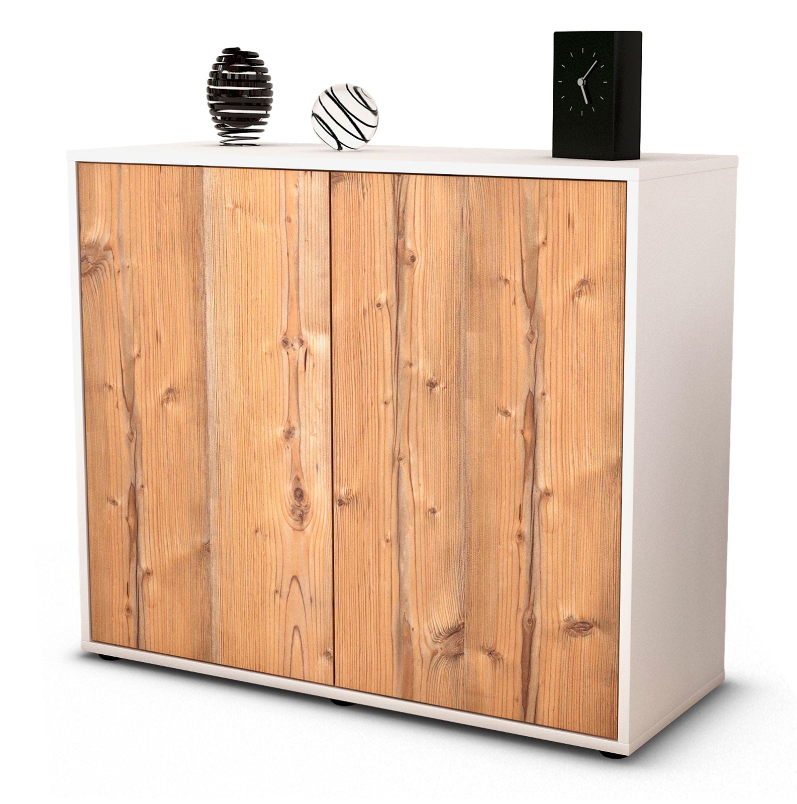 Sideboard - Blanka - Design Holzdekor - Freistehend mit Push to open  92 cm Weiss