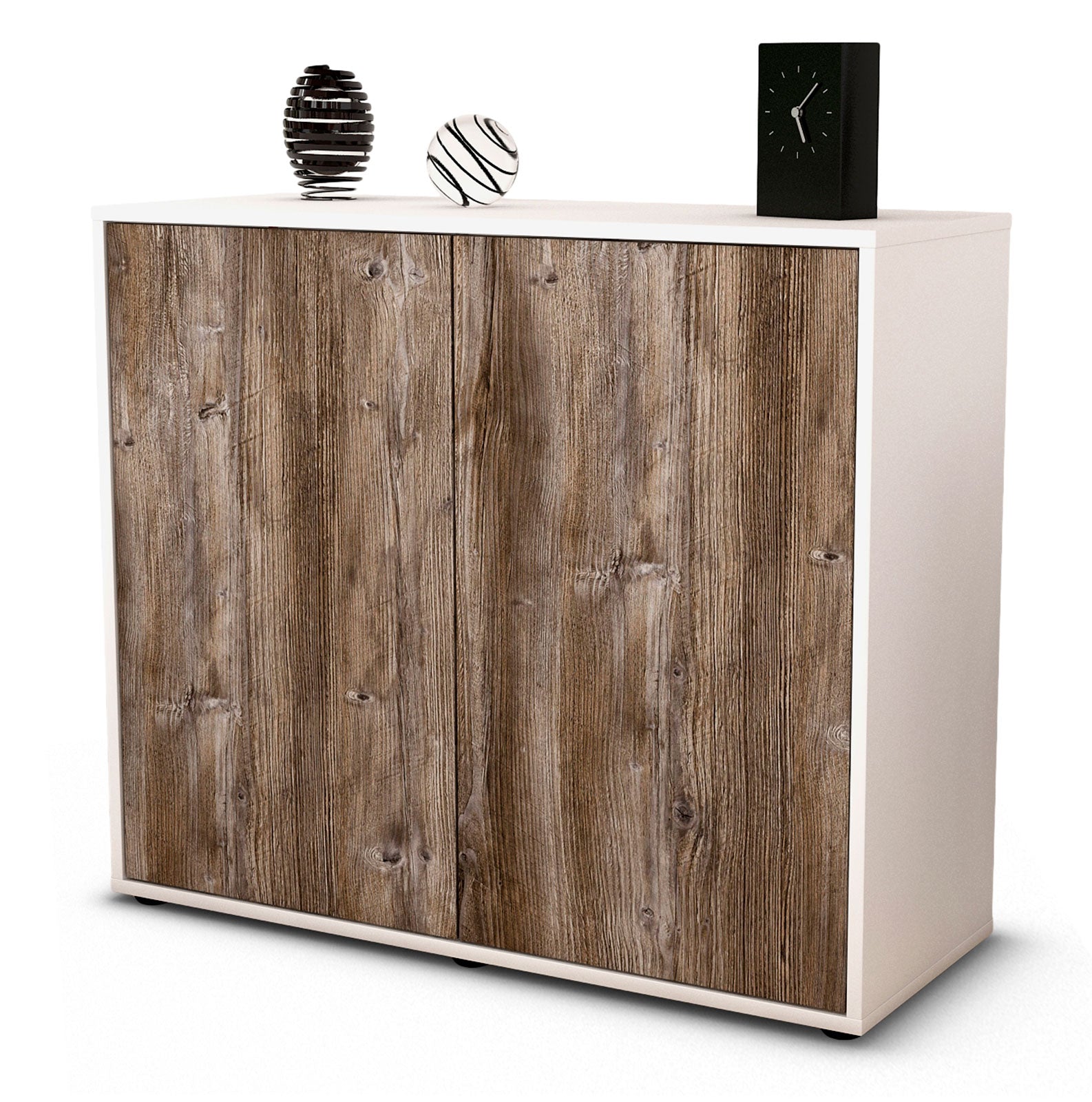 Sideboard - Blanka - Design Holzdekor - Freistehend mit Push to open  92 cm Weiss