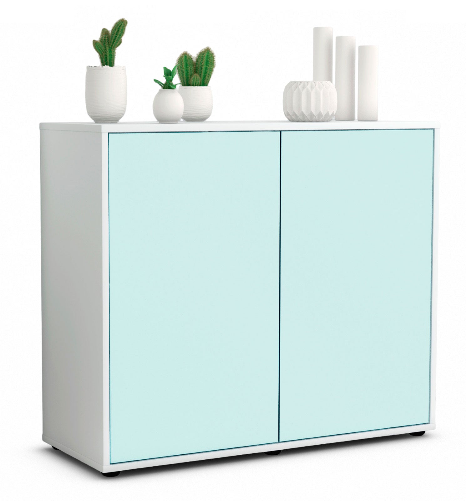 Sideboard - Blanka - Design Farbakzent - Freistehend mit Push to open  92 cm Weiss