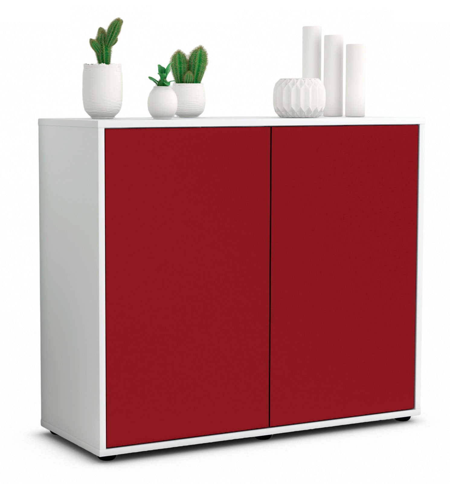 Sideboard - Blanka - Design Farbakzent - Freistehend mit Push to open  92 cm Weiss