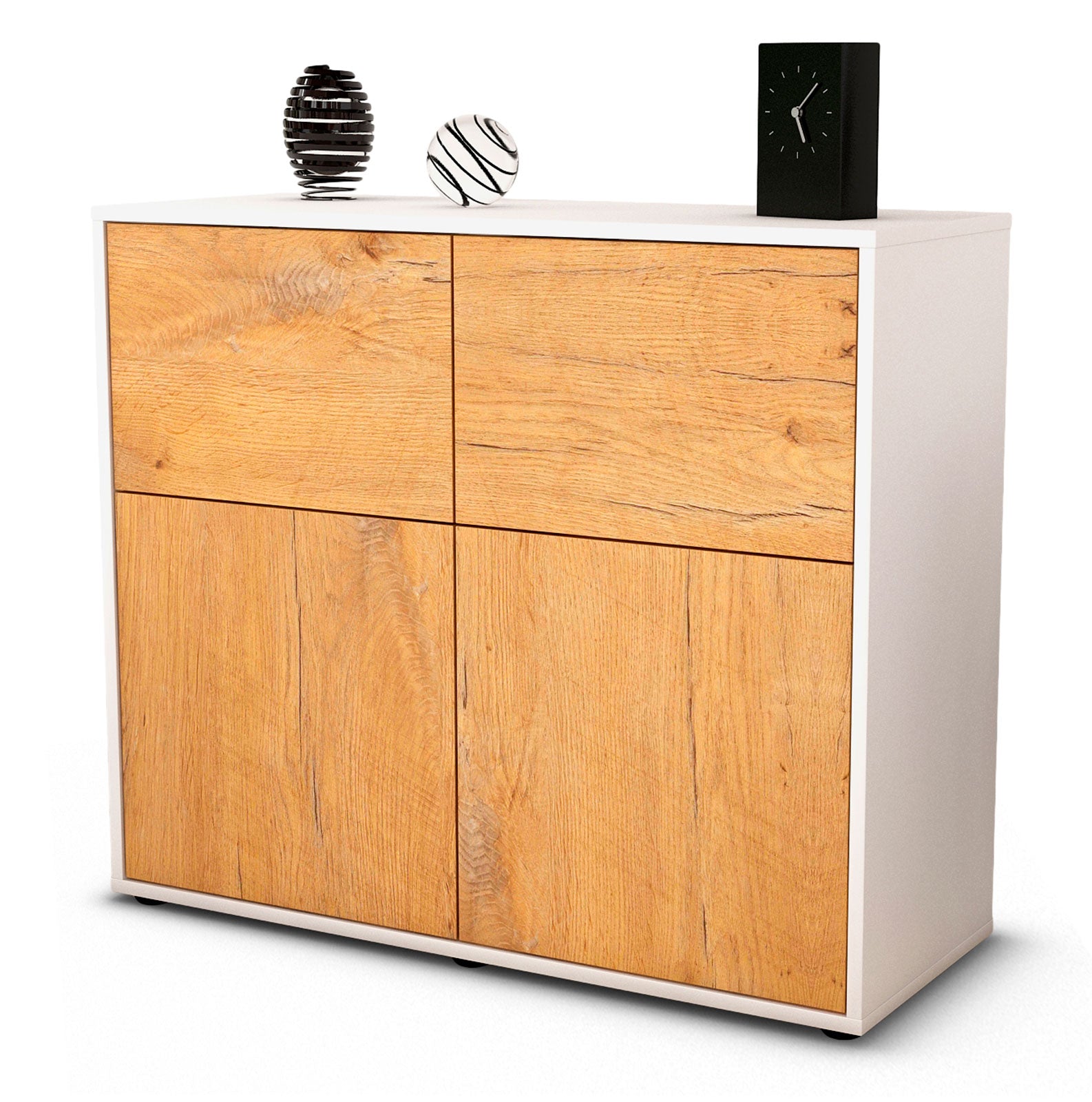 Sideboard - Calliope - Design Holzdekor - Freistehend mit Push to open  92 cm Weiss