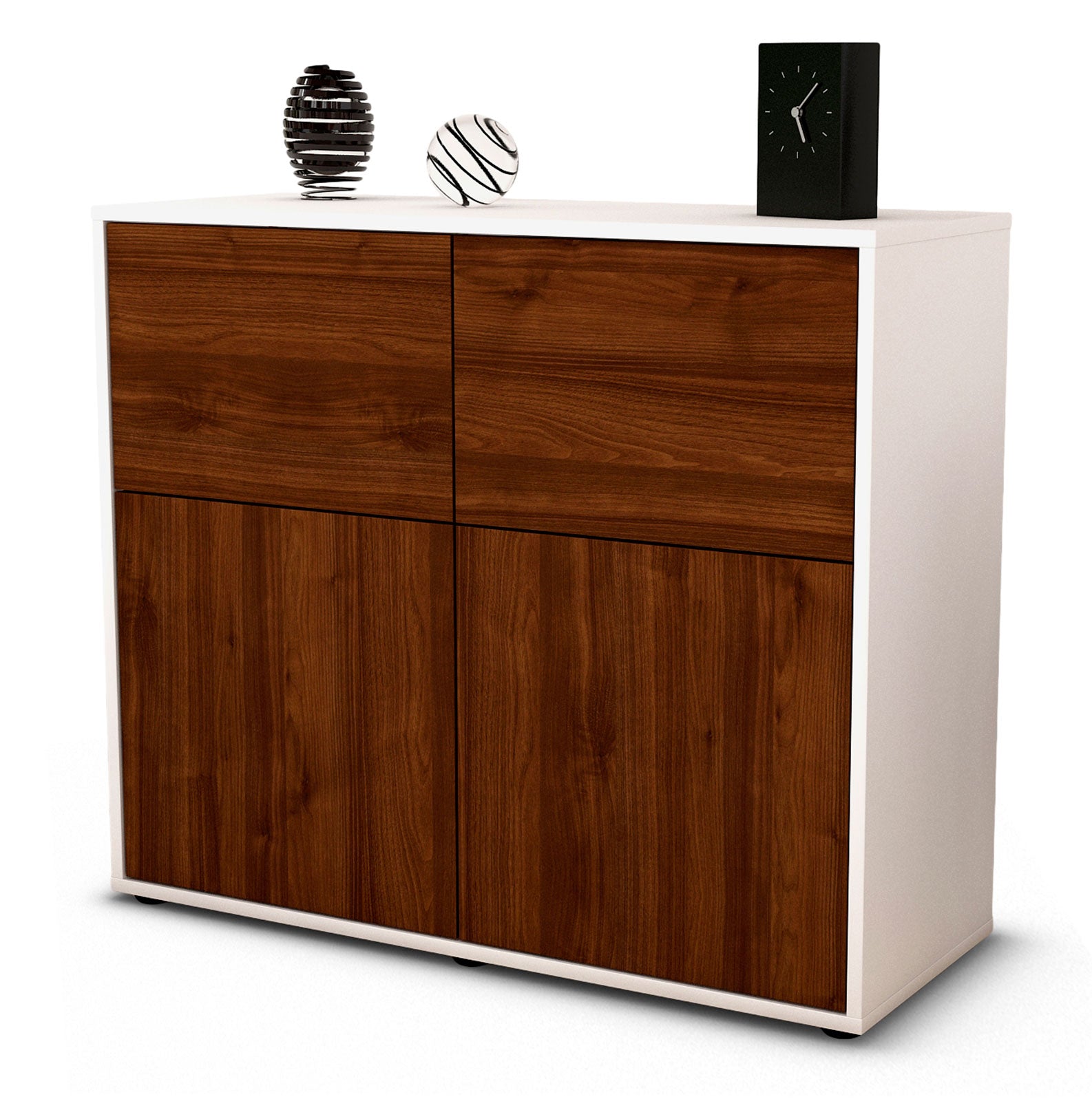 Sideboard - Calliope - Design Holzdekor - Freistehend mit Push to open  92 cm Weiss