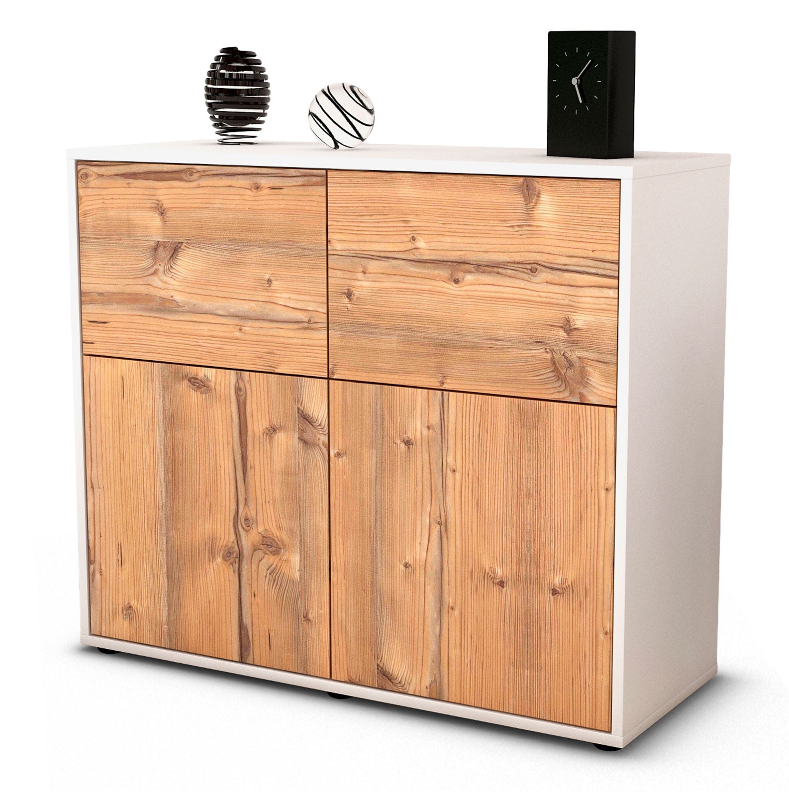 Sideboard - Calliope - Design Holzdekor - Freistehend mit Push to open  92 cm Weiss