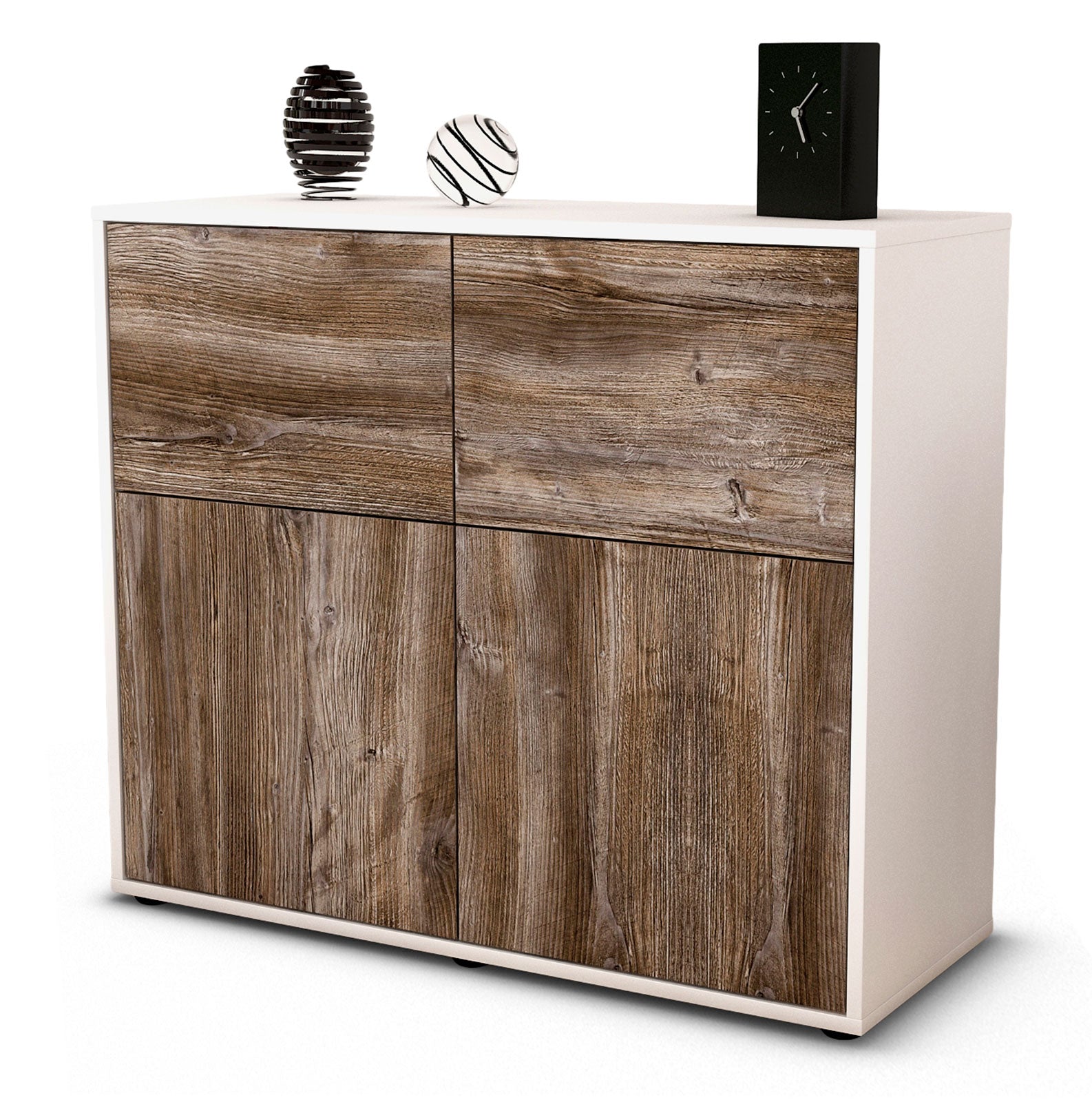 Sideboard - Calliope - Design Holzdekor - Freistehend mit Push to open  92 cm Weiss