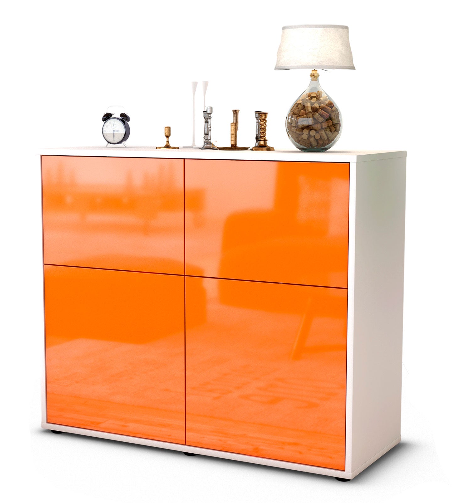 Sideboard - Calliope - Design Hochglanz - Freistehend mit Push to open  92 cm Weiss