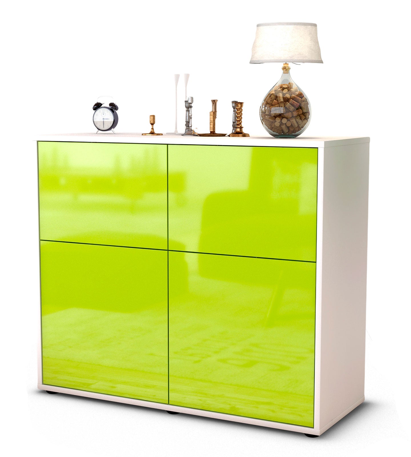 Sideboard - Calliope - Design Hochglanz - Freistehend mit Push to open  92 cm Weiss