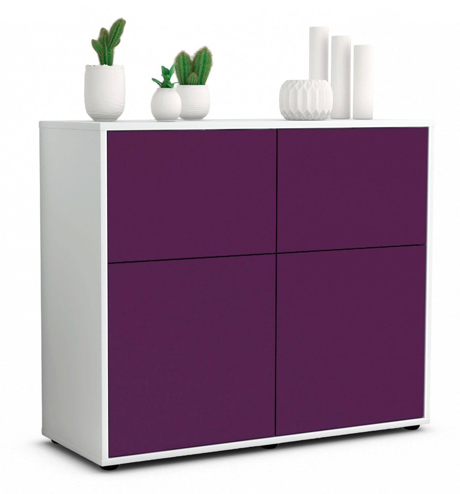 Sideboard - Calliope - Design Farbakzent - Freistehend mit Push to open  92 cm Weiss