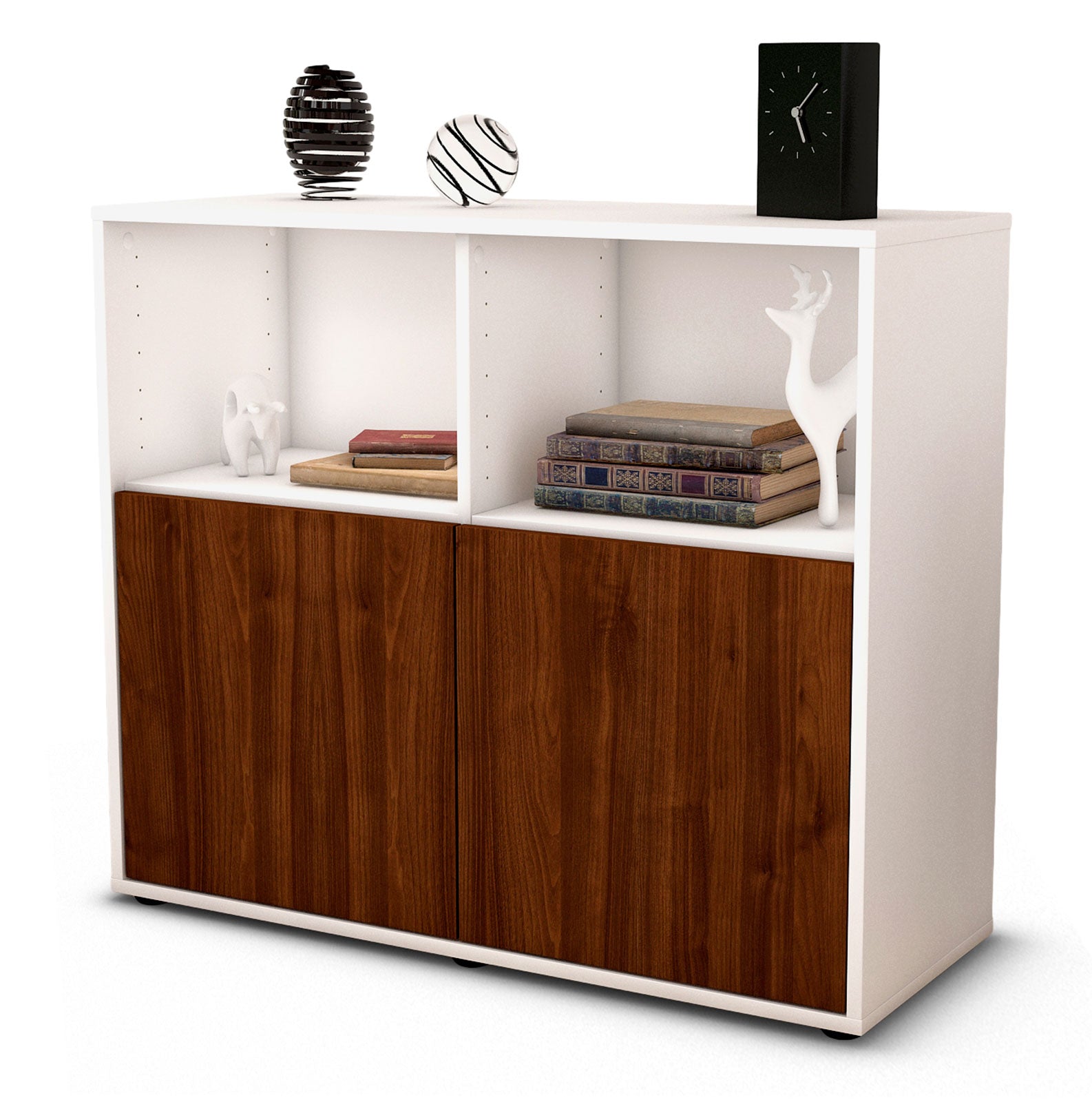 Sideboard - Camilla - Design Holzdekor - Freistehend mit Push to open  92 cm Weiss