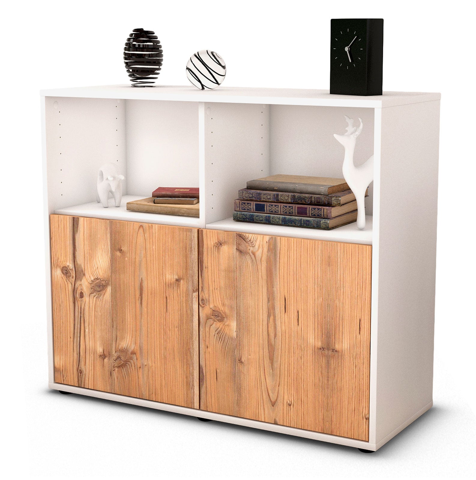 Sideboard - Camilla - Design Holzdekor - Freistehend mit Push to open  92 cm Weiss