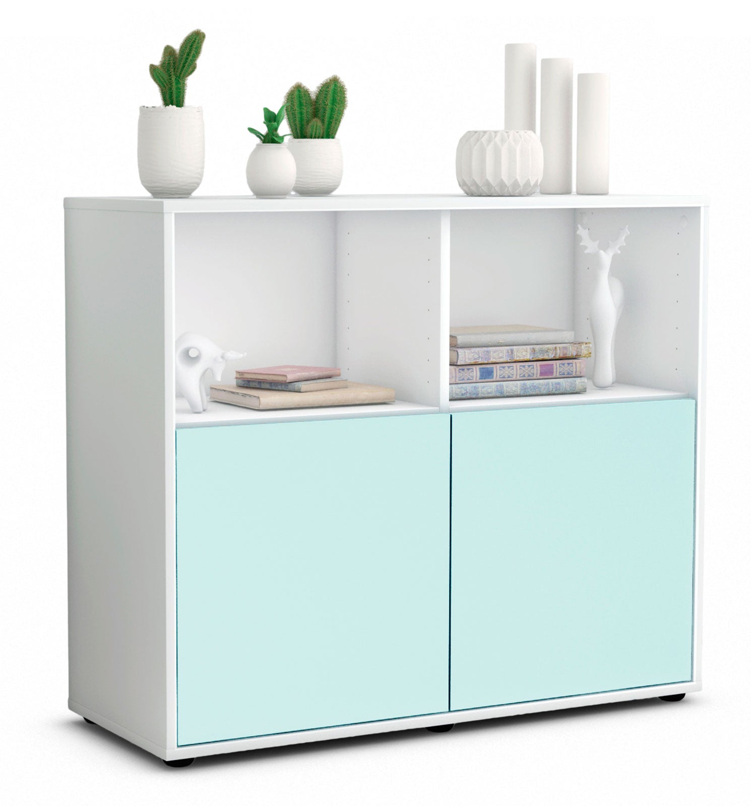 Sideboard - Camilla - Design Farbakzent - Freistehend mit Push to open  92 cm Weiss