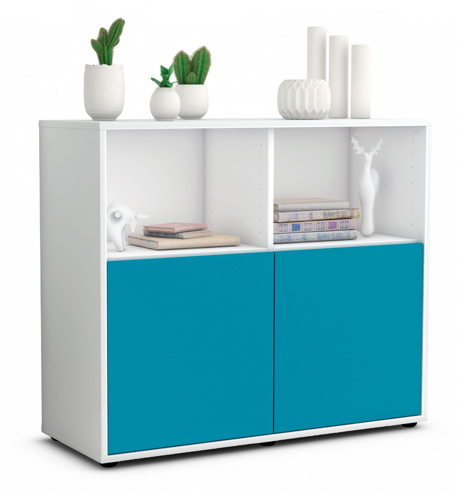 Sideboard - Camilla - Design Farbakzent - Freistehend mit Push to open  92 cm Weiss