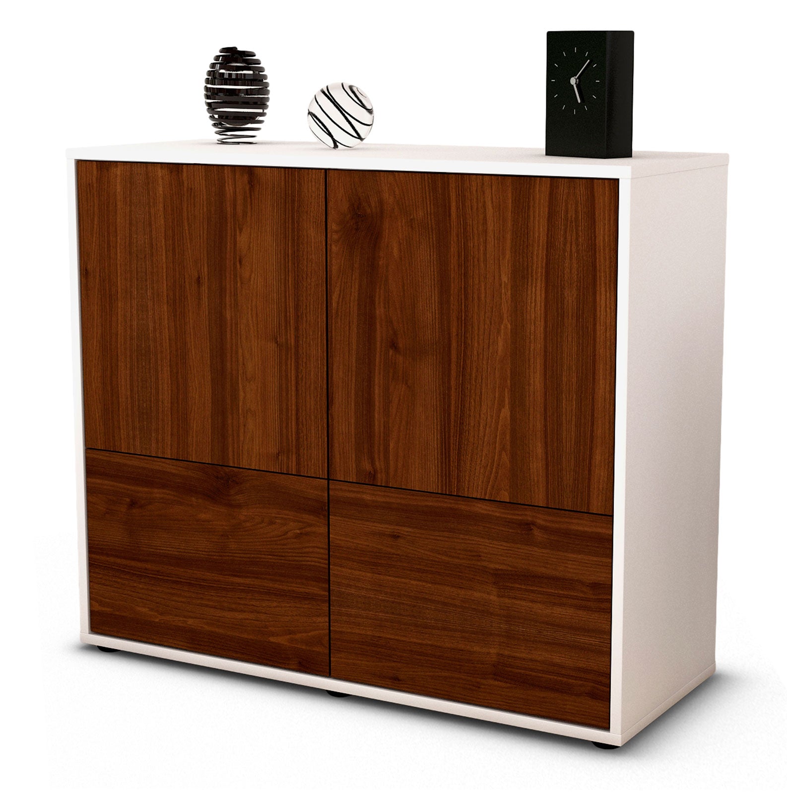 Sideboard - Cara - Design Holzdekor - Freistehend mit Push to open  92 cm Weiss