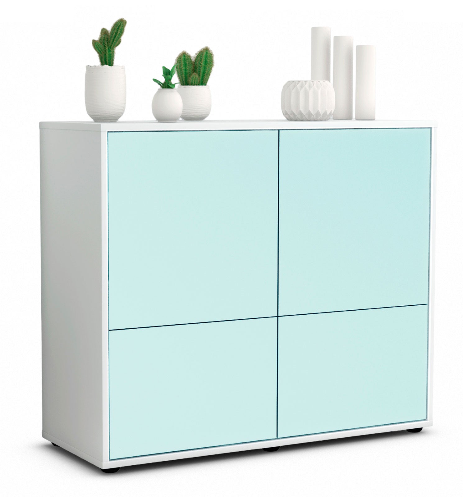 Sideboard - Cara - Design Farbakzent - Freistehend mit Push to open  92 cm Weiss