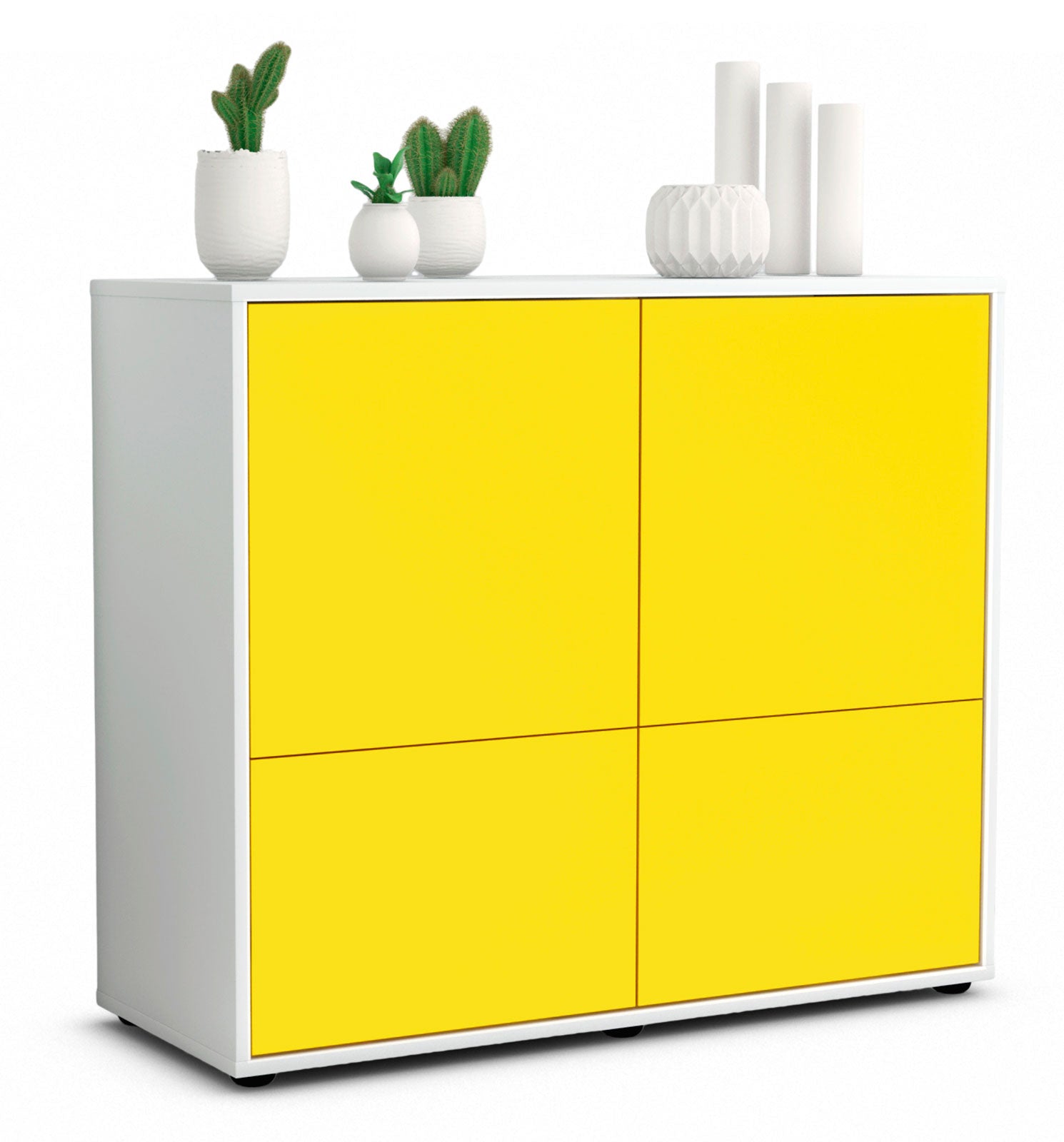 Sideboard - Cara - Design Farbakzent - Freistehend mit Push to open  92 cm Weiss