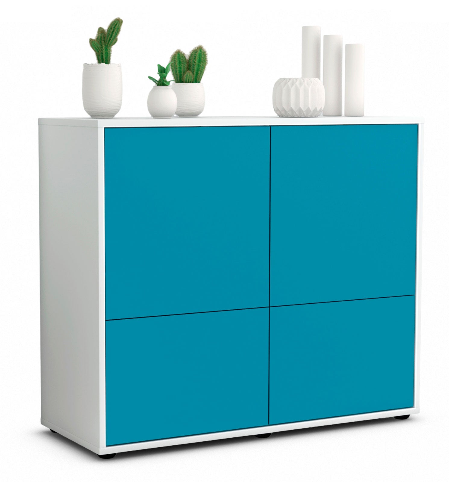 Sideboard - Cara - Design Farbakzent - Freistehend mit Push to open  92 cm Weiss