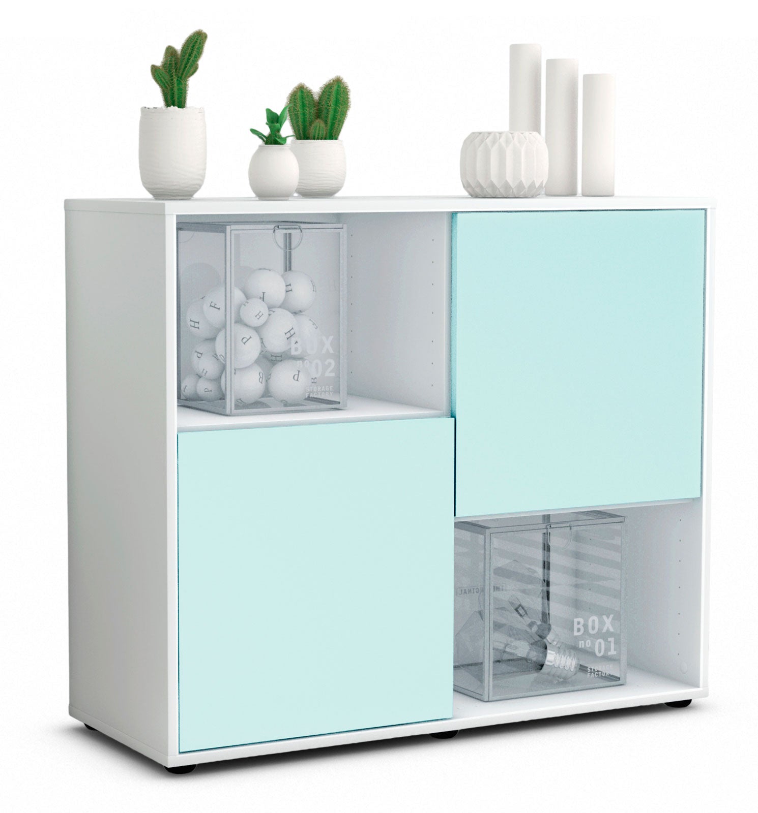 Sideboard - Caralina - Design Farbakzent - Freistehend mit Push to open  92 cm Weiss