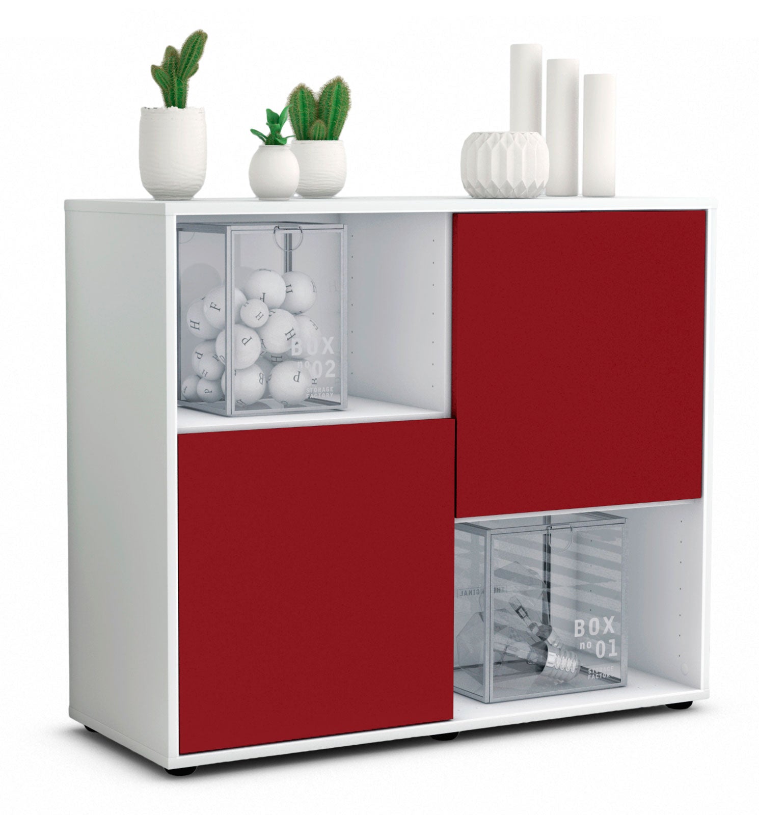 Sideboard - Caralina - Design Farbakzent - Freistehend mit Push to open  92 cm Weiss