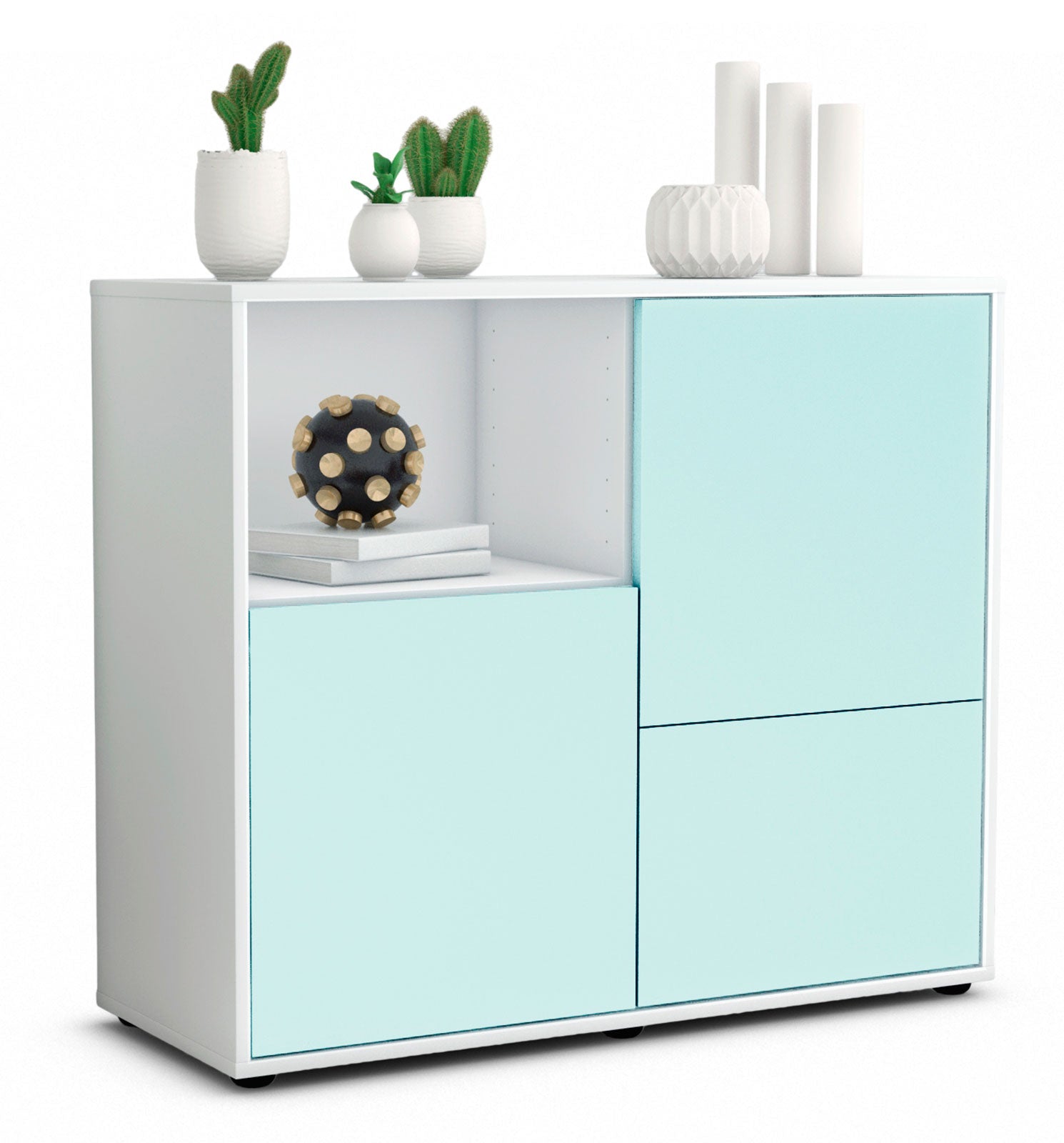 Sideboard - Carina - Design Farbakzent - Freistehend mit Push to open  92 cm Weiss