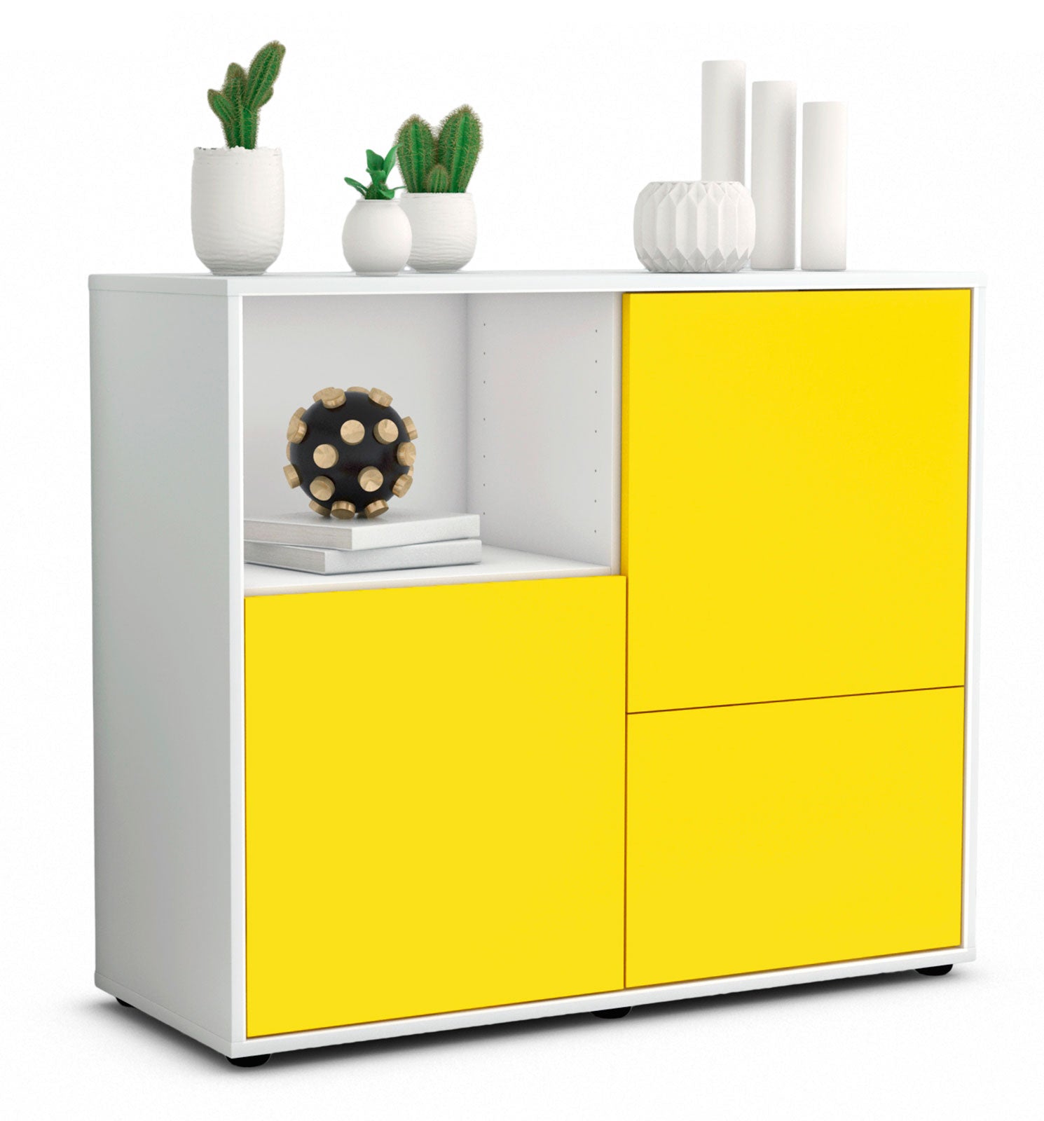 Sideboard - Carina - Design Farbakzent - Freistehend mit Push to open  92 cm Weiss