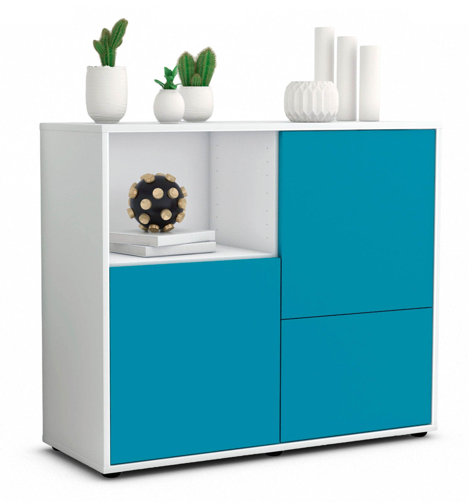 Sideboard - Carina - Design Farbakzent - Freistehend mit Push to open  92 cm Weiss