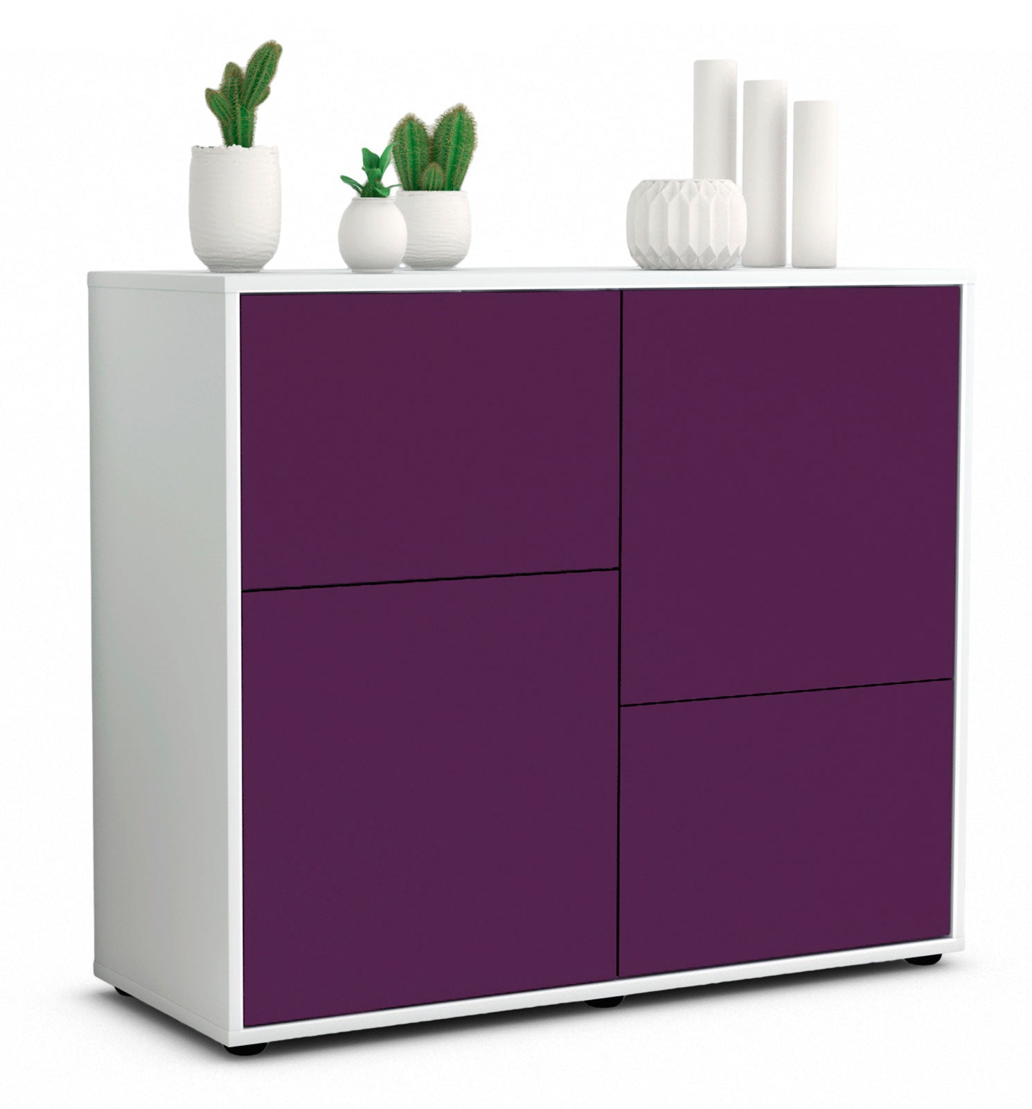 Sideboard - Carla - Design Farbakzent - Freistehend mit Push to open  92 cm Weiss