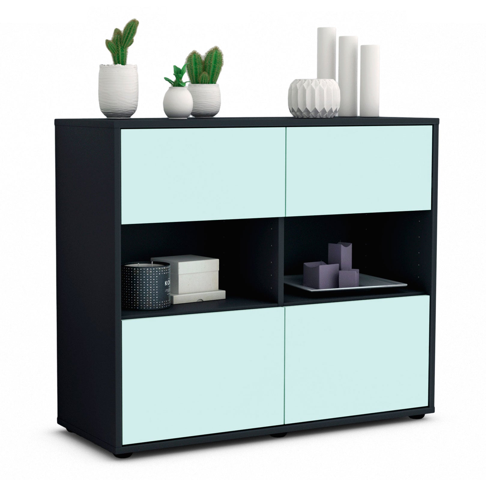 Sideboard - Carmen - Design Farbakzent - Freistehend mit Push to open  92 cm Anthrazit